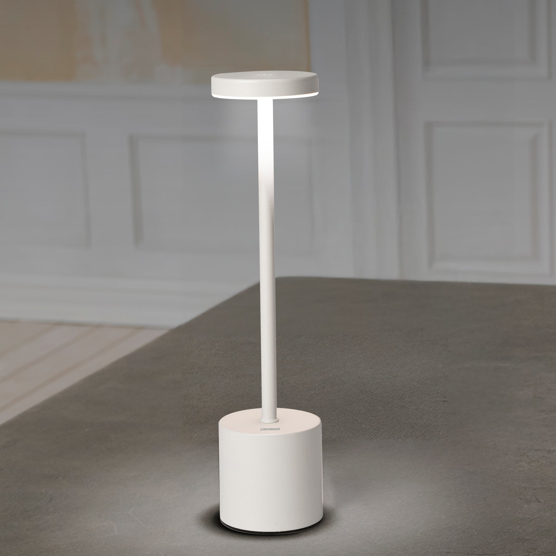 DICTROLUX - Lampada da tavolo a Led Touch Dimmerabile Ricaricabile Sotylia White - h35 cm diametro 8 cm