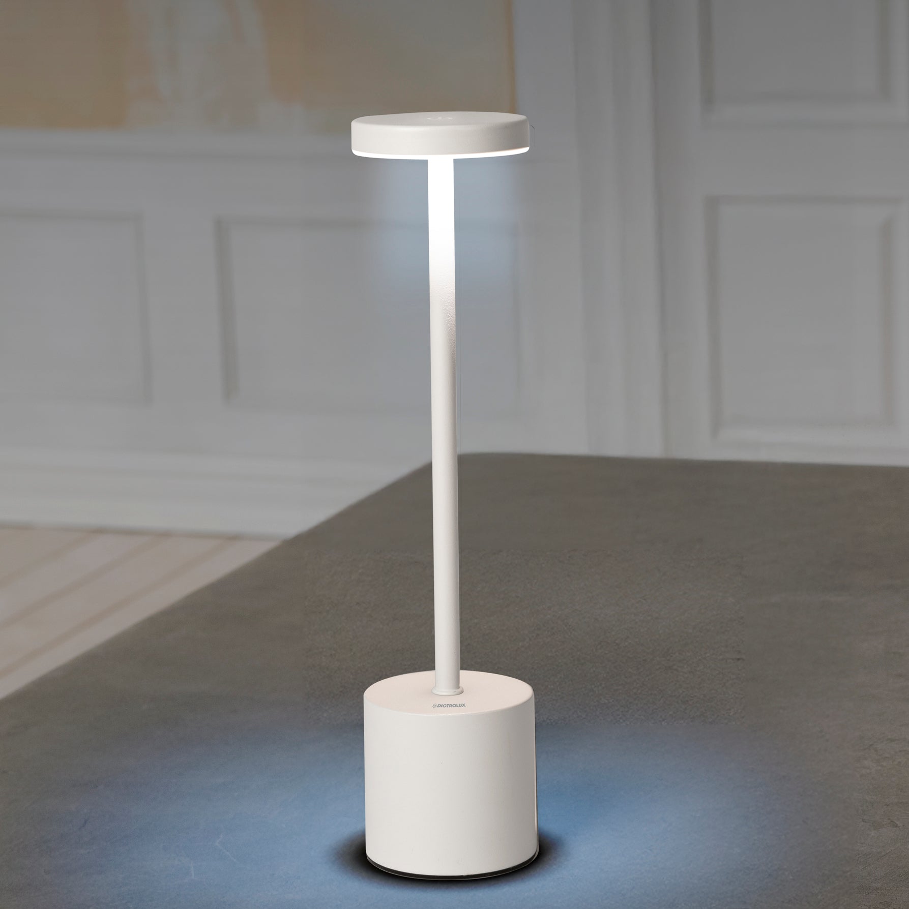 DICTROLUX - Lampada da tavolo a Led Touch Dimmerabile Ricaricabile Sotylia White - h35 cm diametro 8 cm
