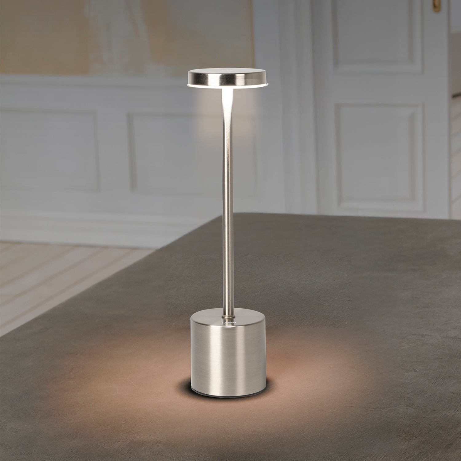 DICTROLUX - Lampada da tavolo a Led Touch Dimmerabile Ricaricabile Sotylia Grey - h35 cm diametro 8 cm