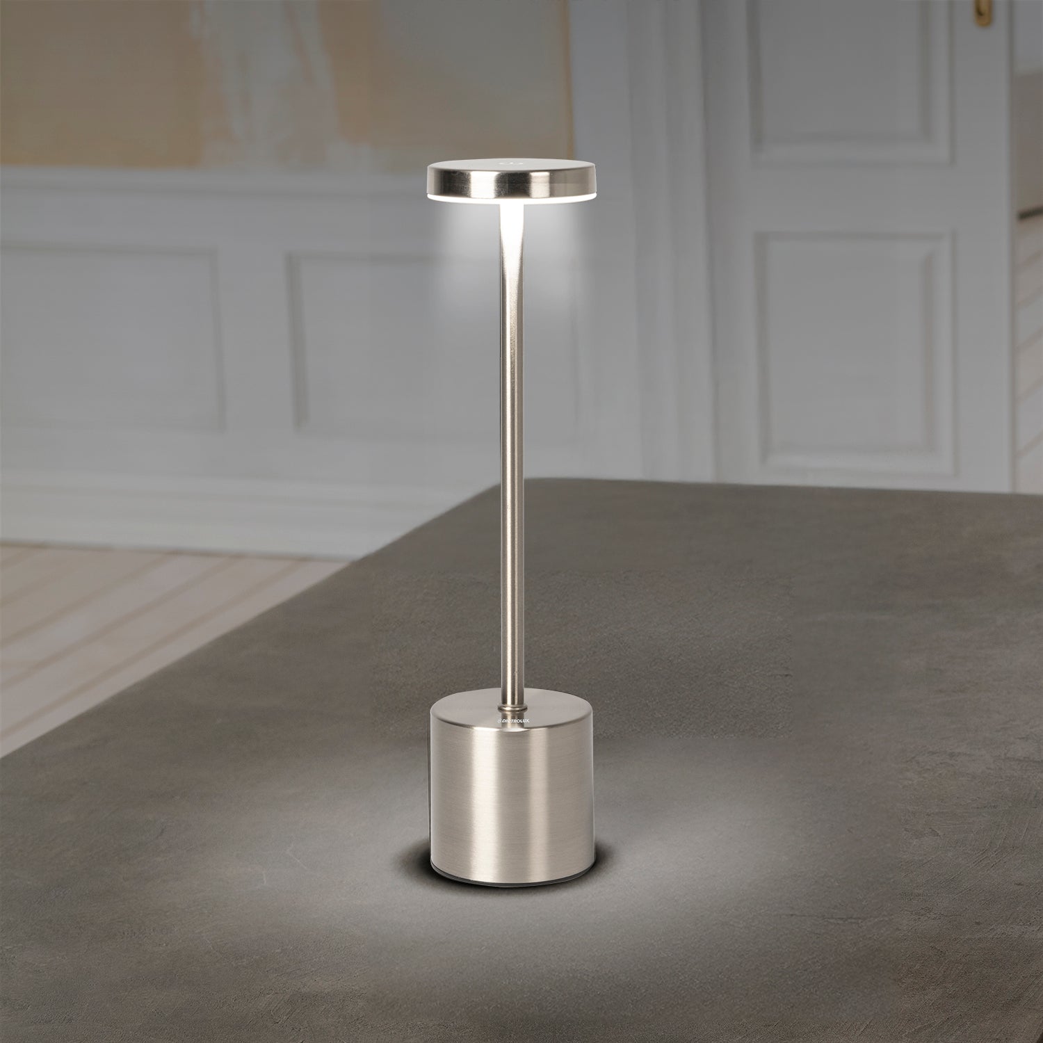 DICTROLUX - Lampada da tavolo a Led Touch Dimmerabile Ricaricabile Sotylia Grey - h35 cm diametro 8 cm