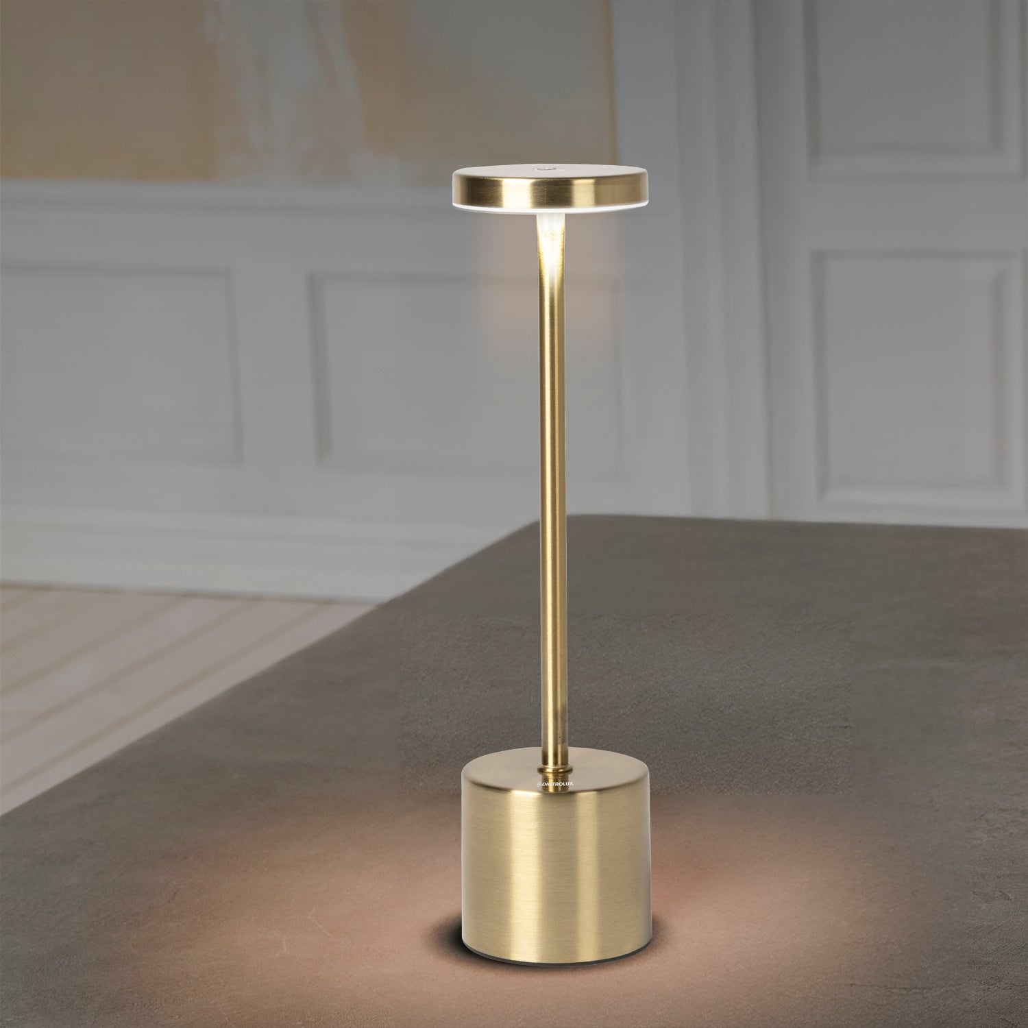 DICTROLUX - Lampada da tavolo a Led Touch Dimmerabile Ricaricabile Sotylia Gold - h35 cm diametro 8 cm