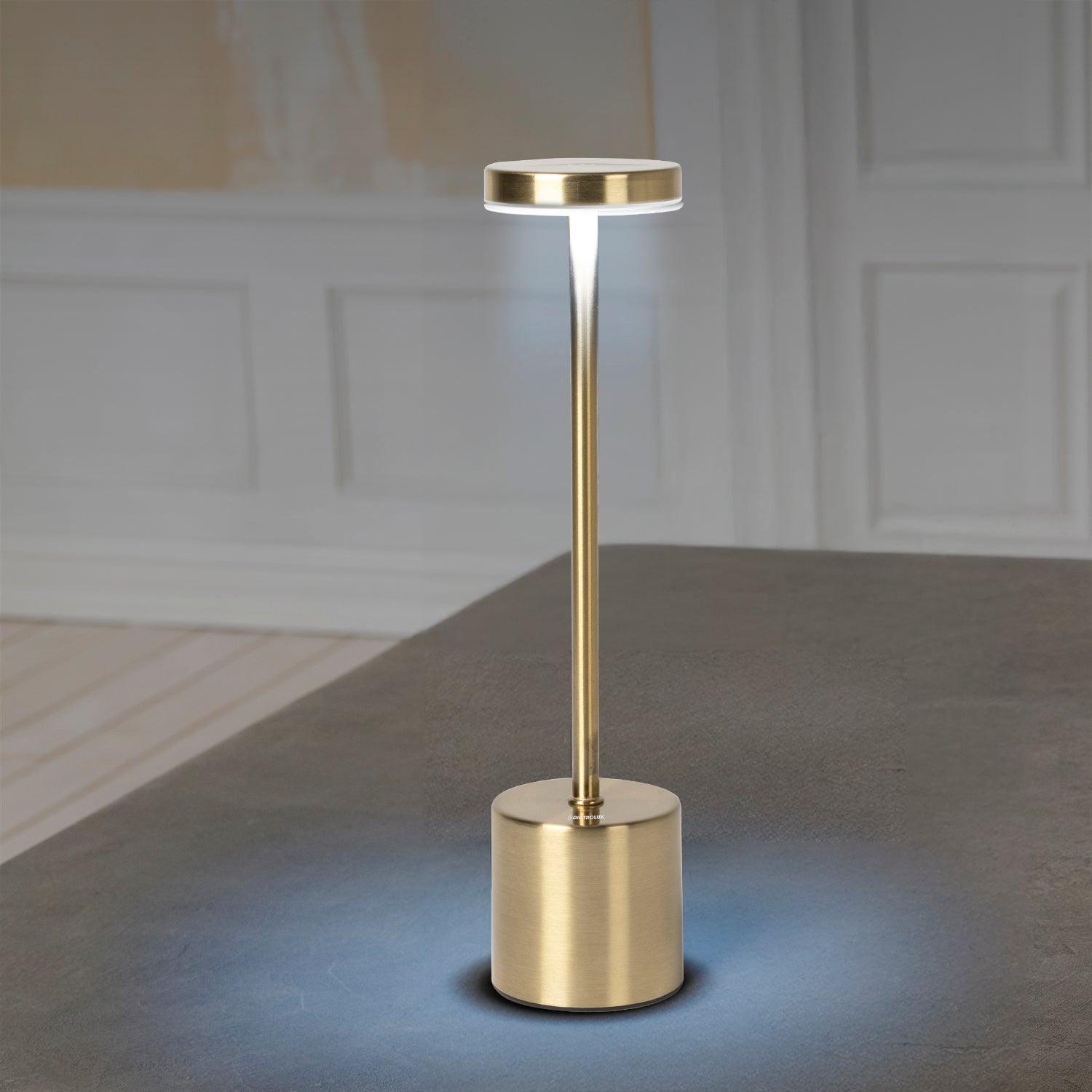 DICTROLUX - Lampada da tavolo a Led Touch Dimmerabile Ricaricabile Sotylia Gold - h35 cm diametro 8 cm
