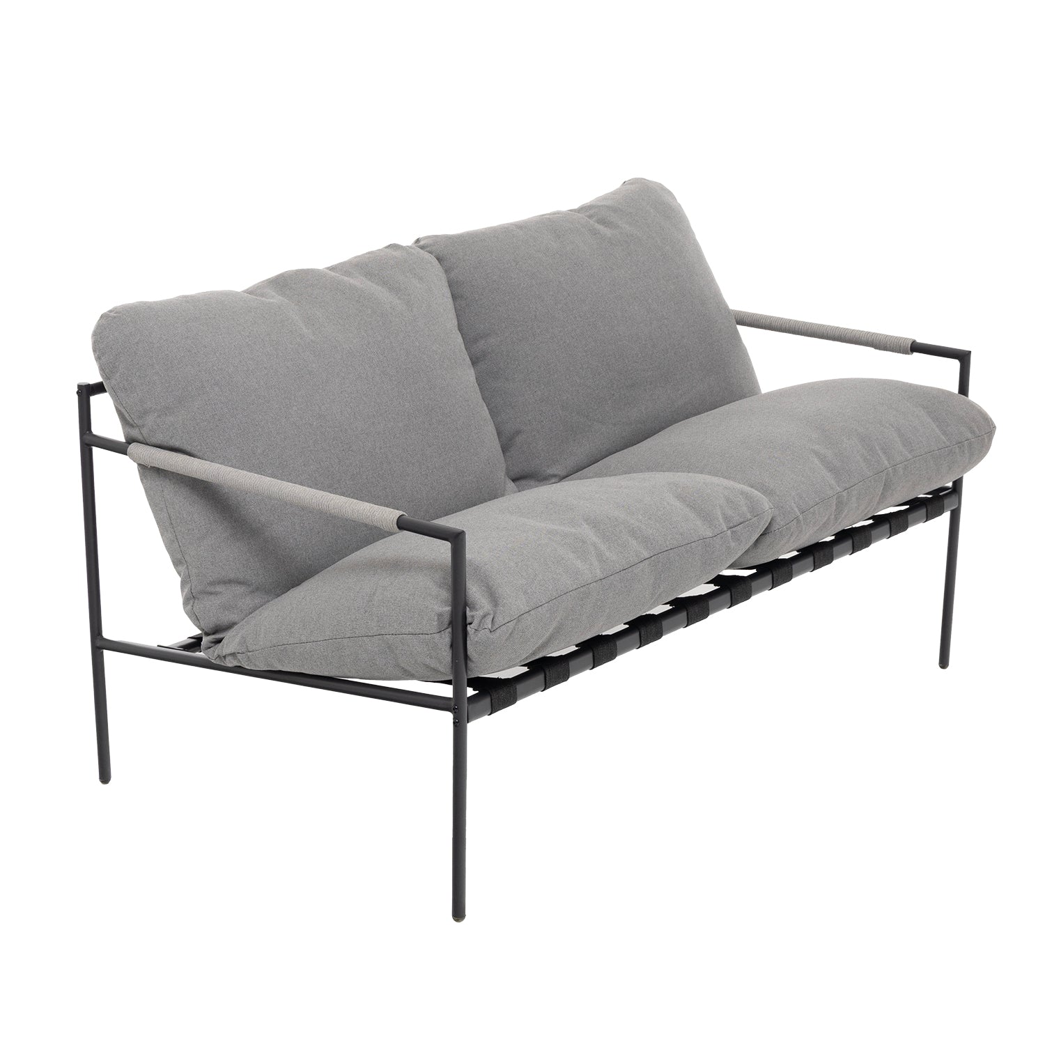 VESTIAMO CASA GIARDINO - Set da giardino 4 pezzi con Struttura in Acciaio Antracite, top in vetro e cuscini Grigio Chiaro