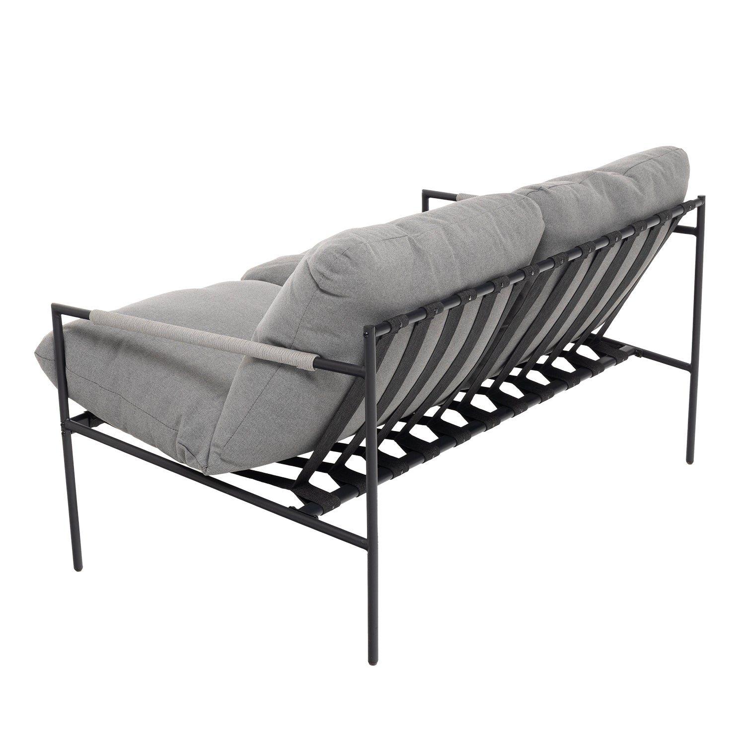 VESTIAMO CASA GIARDINO - Set da giardino 4 pezzi con Struttura in Acciaio Antracite, top in vetro e cuscini Grigio Chiaro