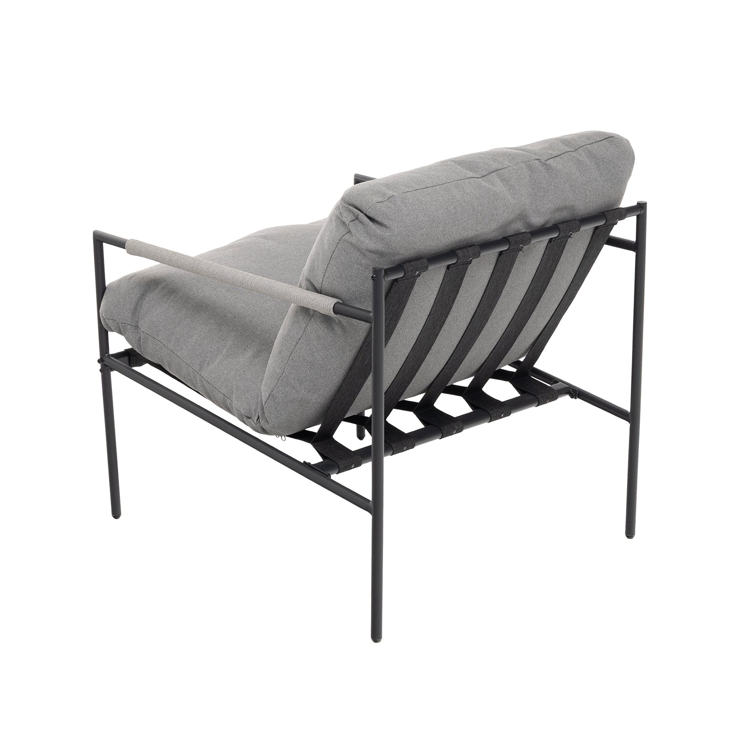 VESTIAMO CASA GIARDINO - Set da giardino 4 pezzi con Struttura in Acciaio Antracite, top in vetro e cuscini Grigio Chiaro