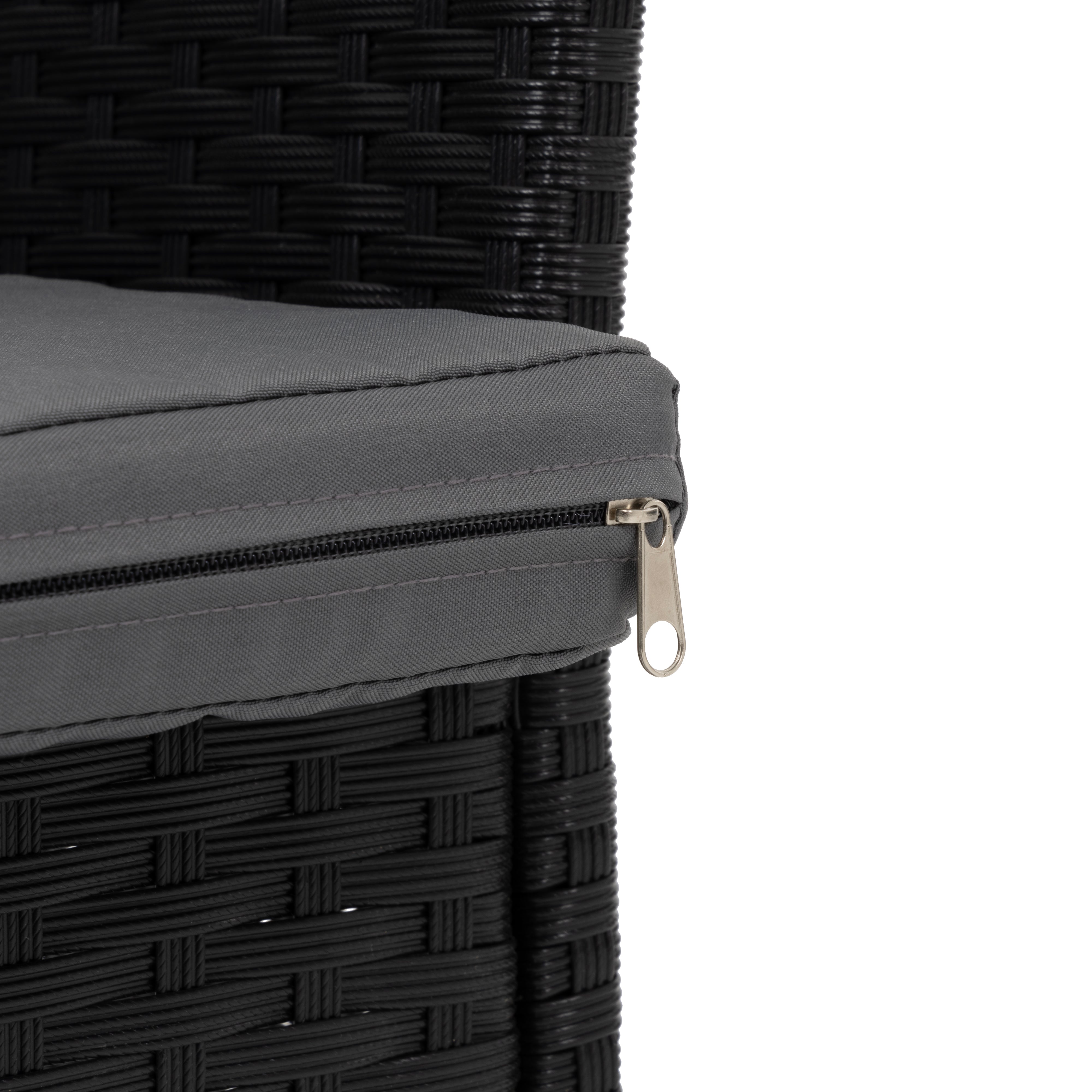 VESTIAMO CASA GIARDINO - Set da giardino 4 pezzi Antracite Rattan sintetico con struttura in acciaio, top in vetro e cuscini Grigio Scuro