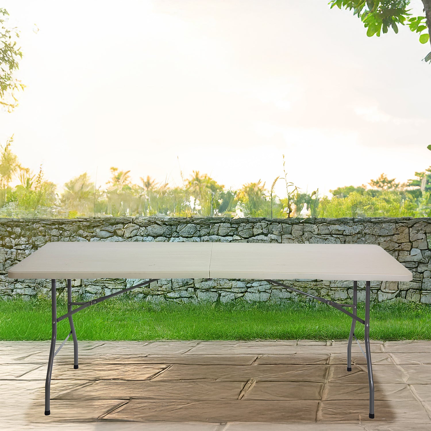 VESTIAMO CASA GIARDINO - Tavolo da giardino Richiudibile Bianco - h74x180x70 cm