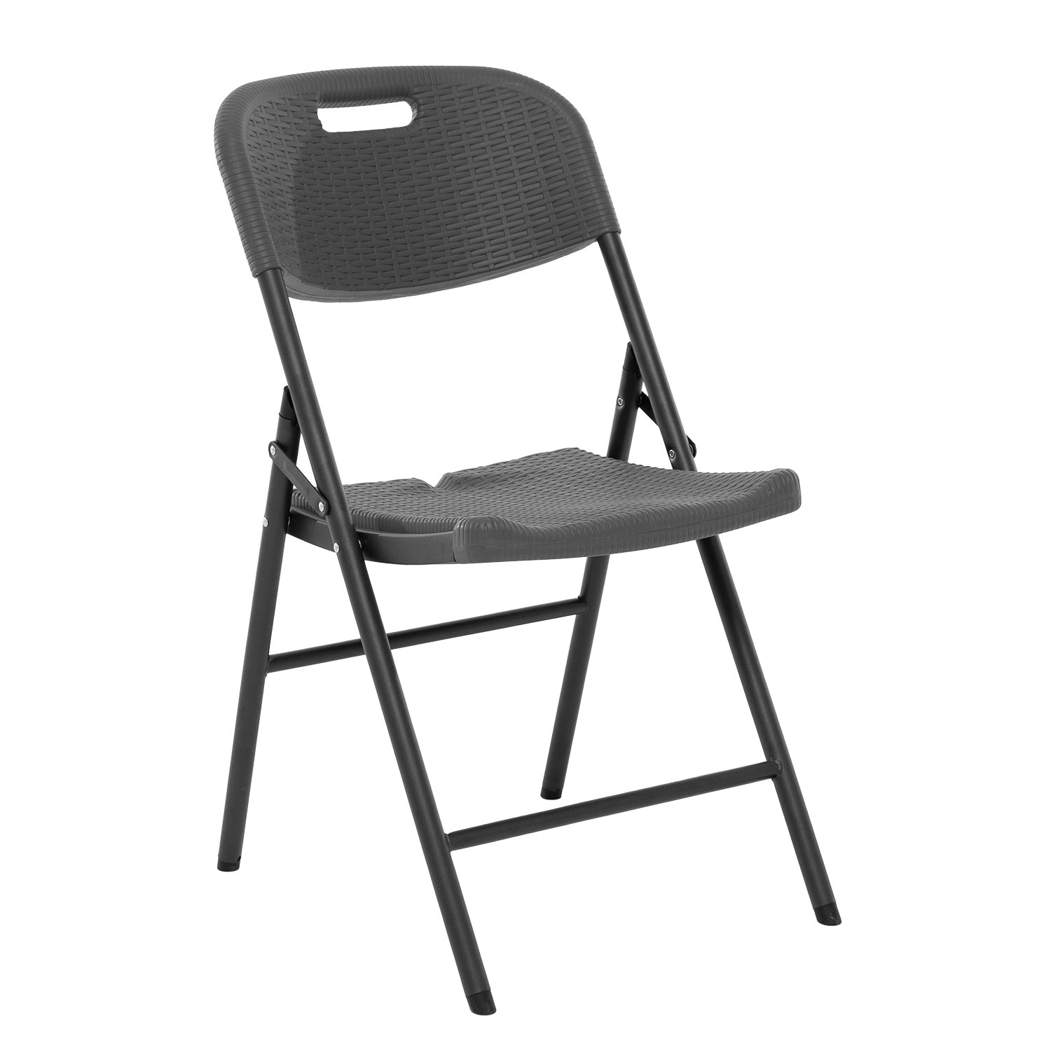 VESTIAMO CASA GIARDINO - Sedia da giardino Richiudibile Effetto Rattan Antracite - h83x46x53 cm