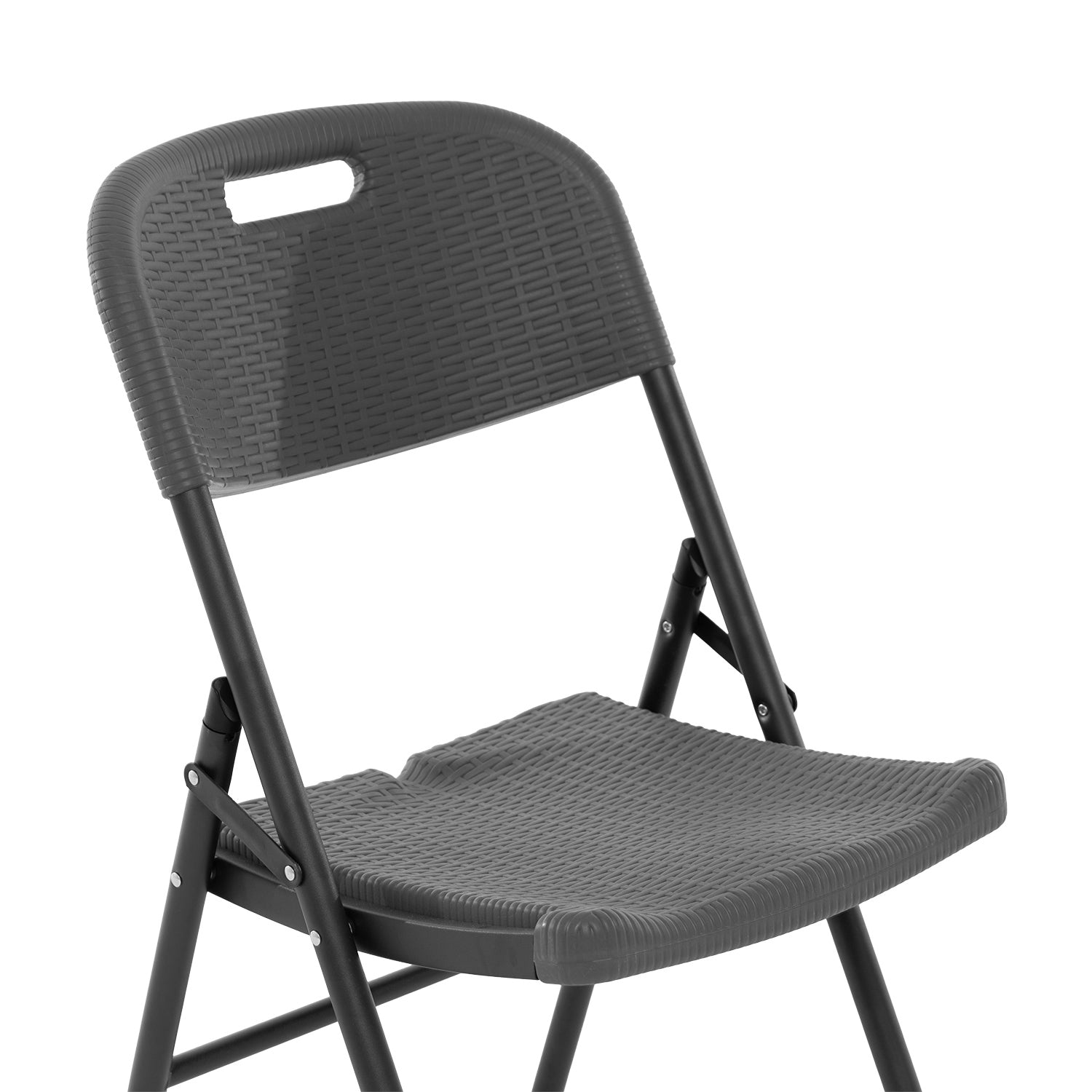 VESTIAMO CASA GIARDINO - Sedia da giardino Richiudibile Effetto Rattan Antracite - h83x46x53 cm