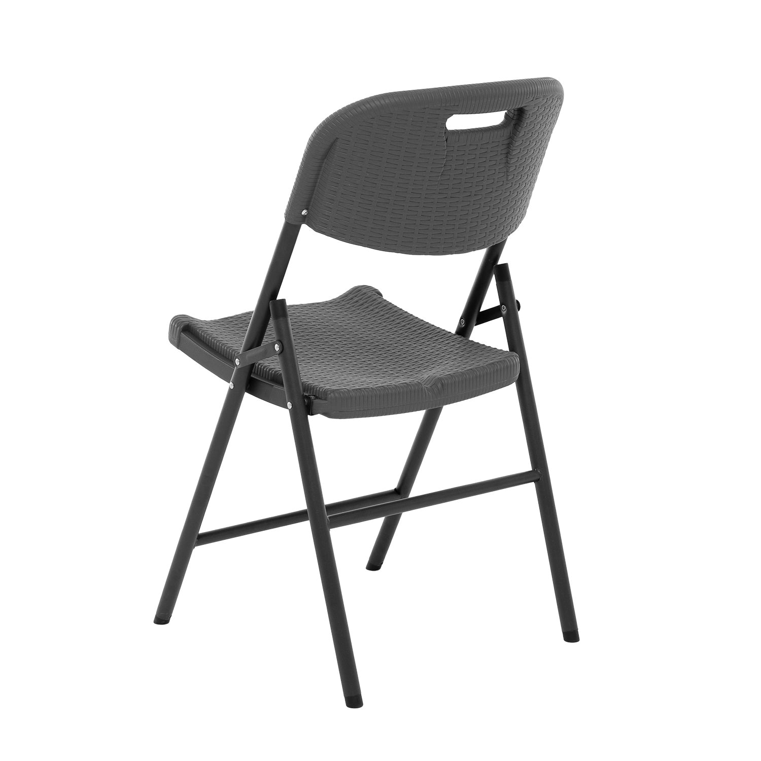 VESTIAMO CASA GIARDINO - Sedia da giardino Richiudibile Effetto Rattan Antracite - h83x46x53 cm