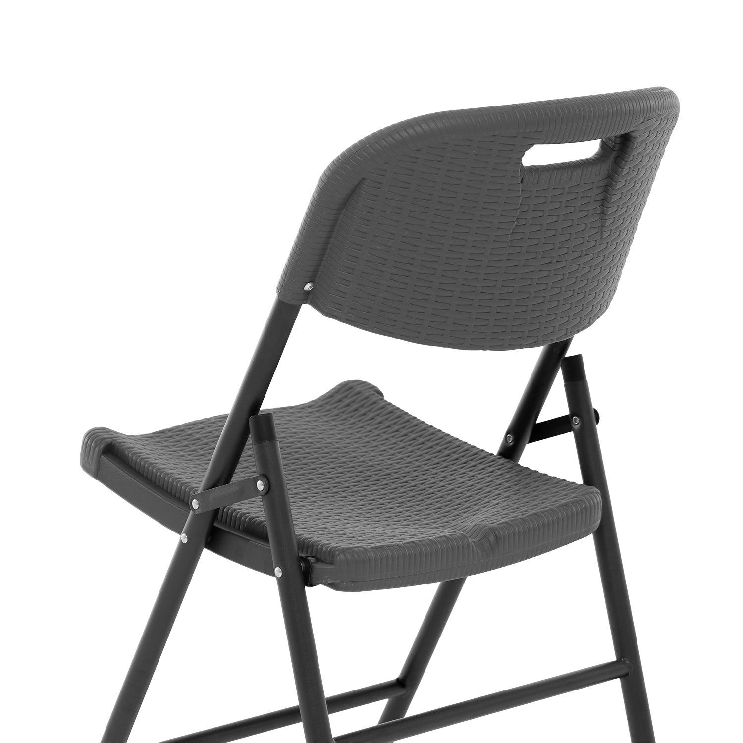 VESTIAMO CASA GIARDINO - Sedia da giardino Richiudibile Effetto Rattan Antracite - h83x46x53 cm