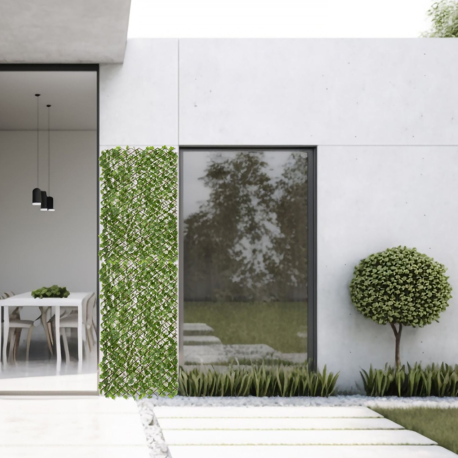 VESTIAMO CASA GIARDINO - Siepe Artificiale con foglie di Edera - Estensibile da h90x180 cm fino a max h58x232 cm