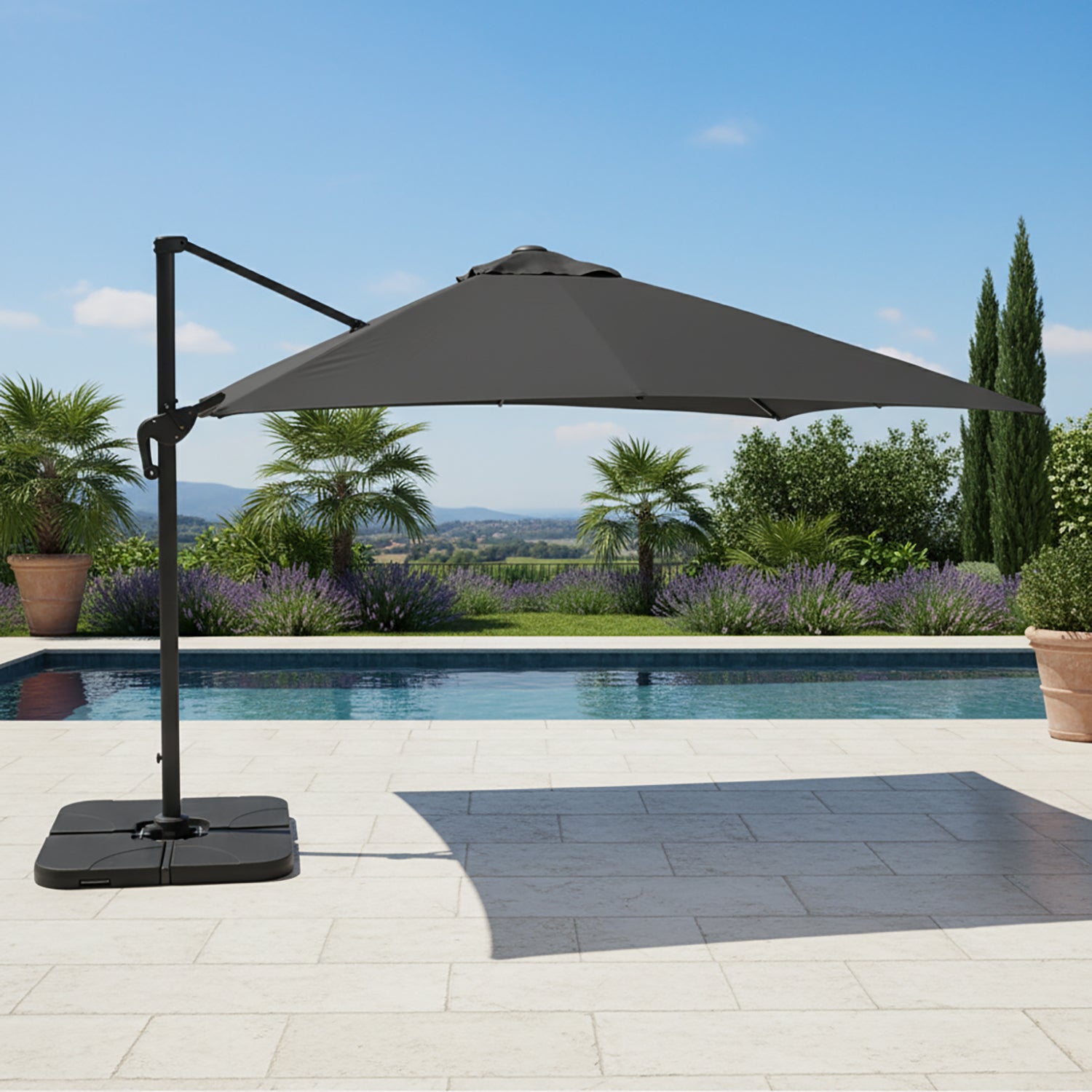 VESTIAMO CASA GIARDINO - Ombrellone da giardino con LED e Pannello Solare Grigio 3x4 metri