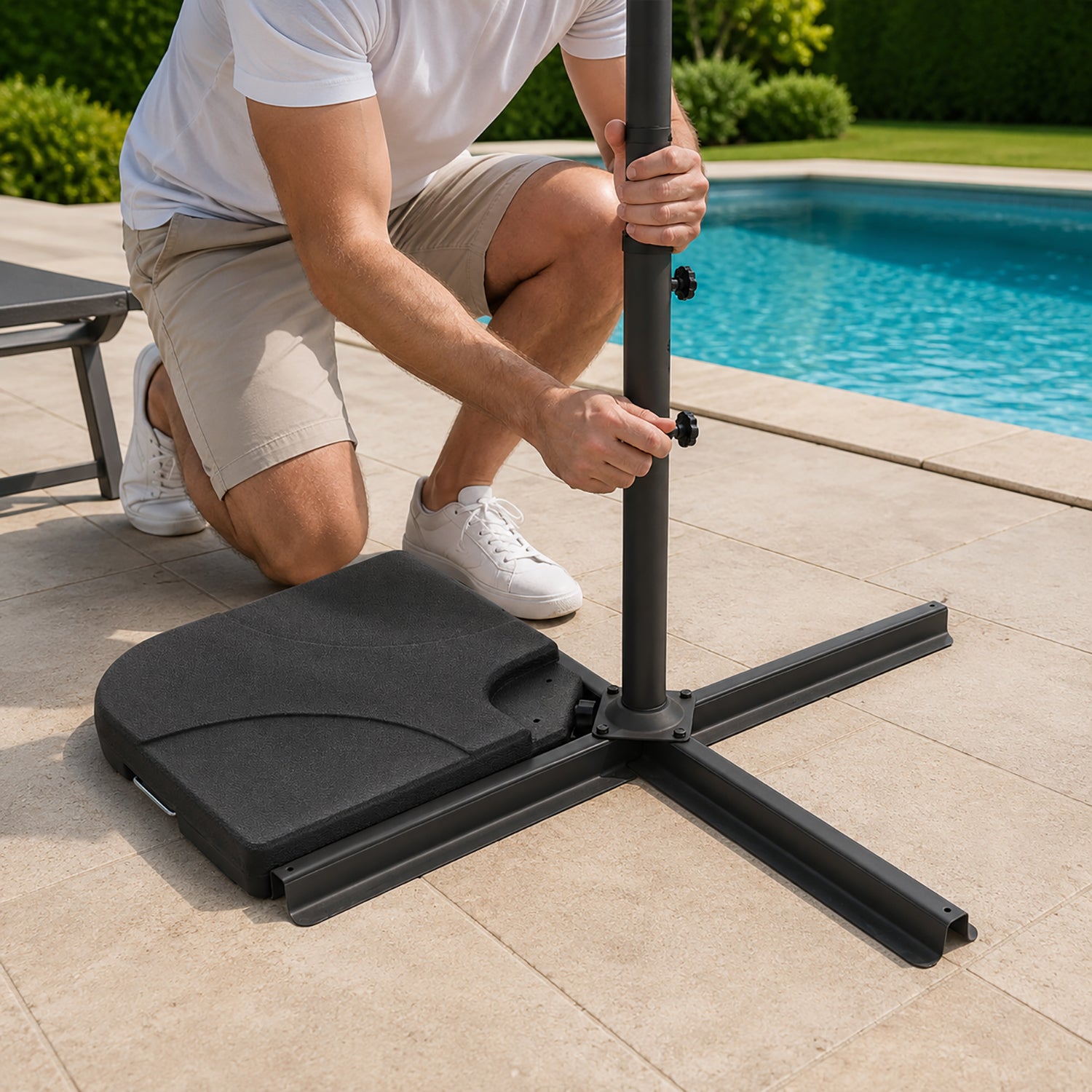 VESTIAMO CASA GIARDINO - Base per Ombrellone 50x50 cm - Stabile e Riempibile fino a 15 kg