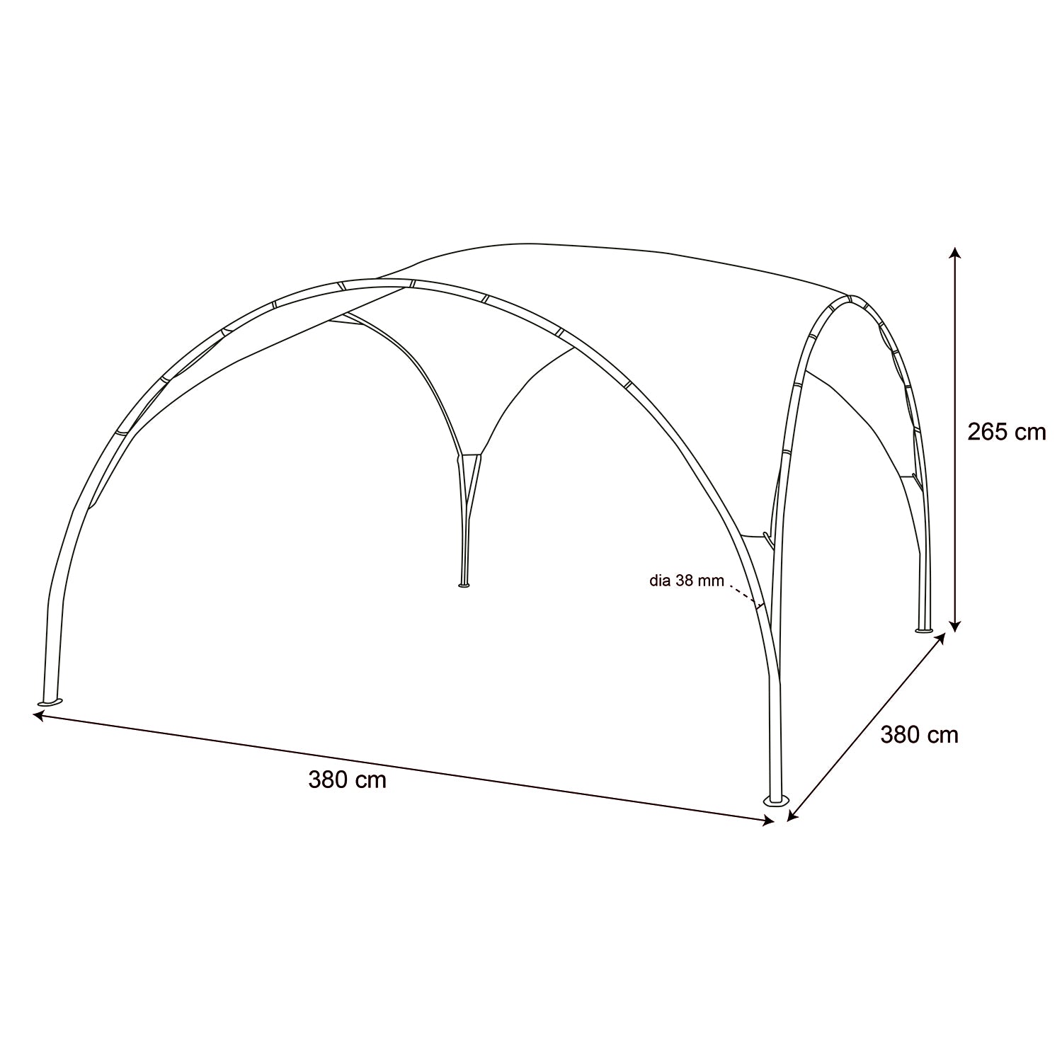 VESTIAMO CASA GIARDINO - Gazebo da giardino in Acciaio Antracite con Telo in Poliestere Écru 3,8x3,8 metri
