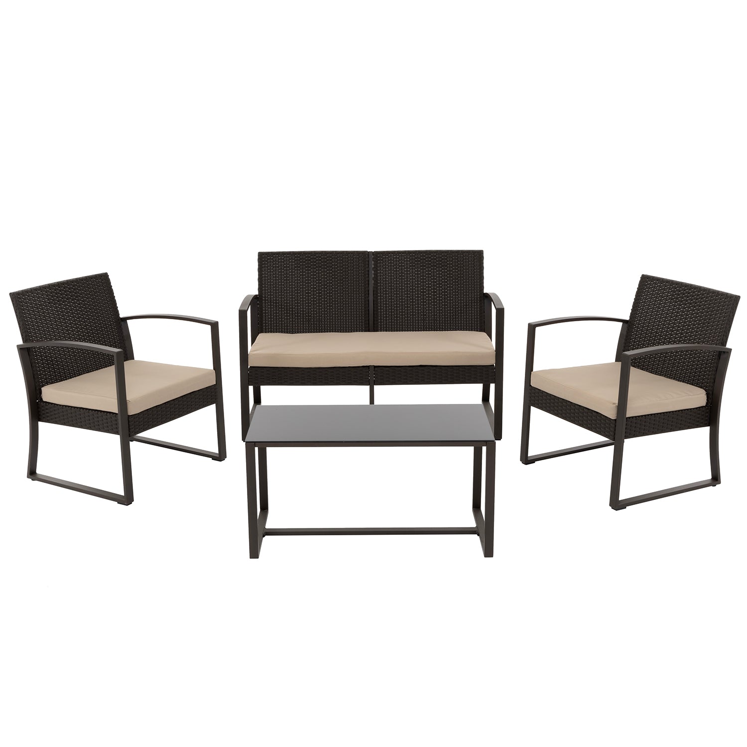 VESTIAMO CASA GIARDINO - Set giardino con 2 sedie panchina e tavolino colore marrone