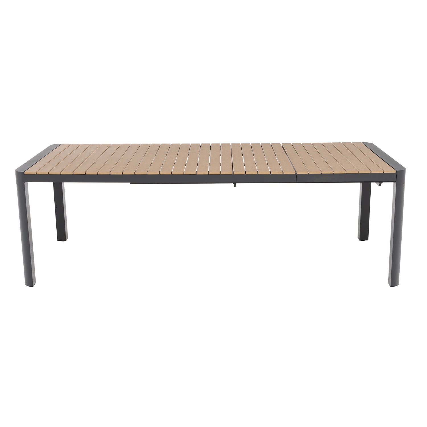 VESTIAMO CASA GIARDINO - Tavolo da giardino Estensibile in Alluminio con Top in Polietilene Effetto Legno Naturale - h75x180/240x100 cm