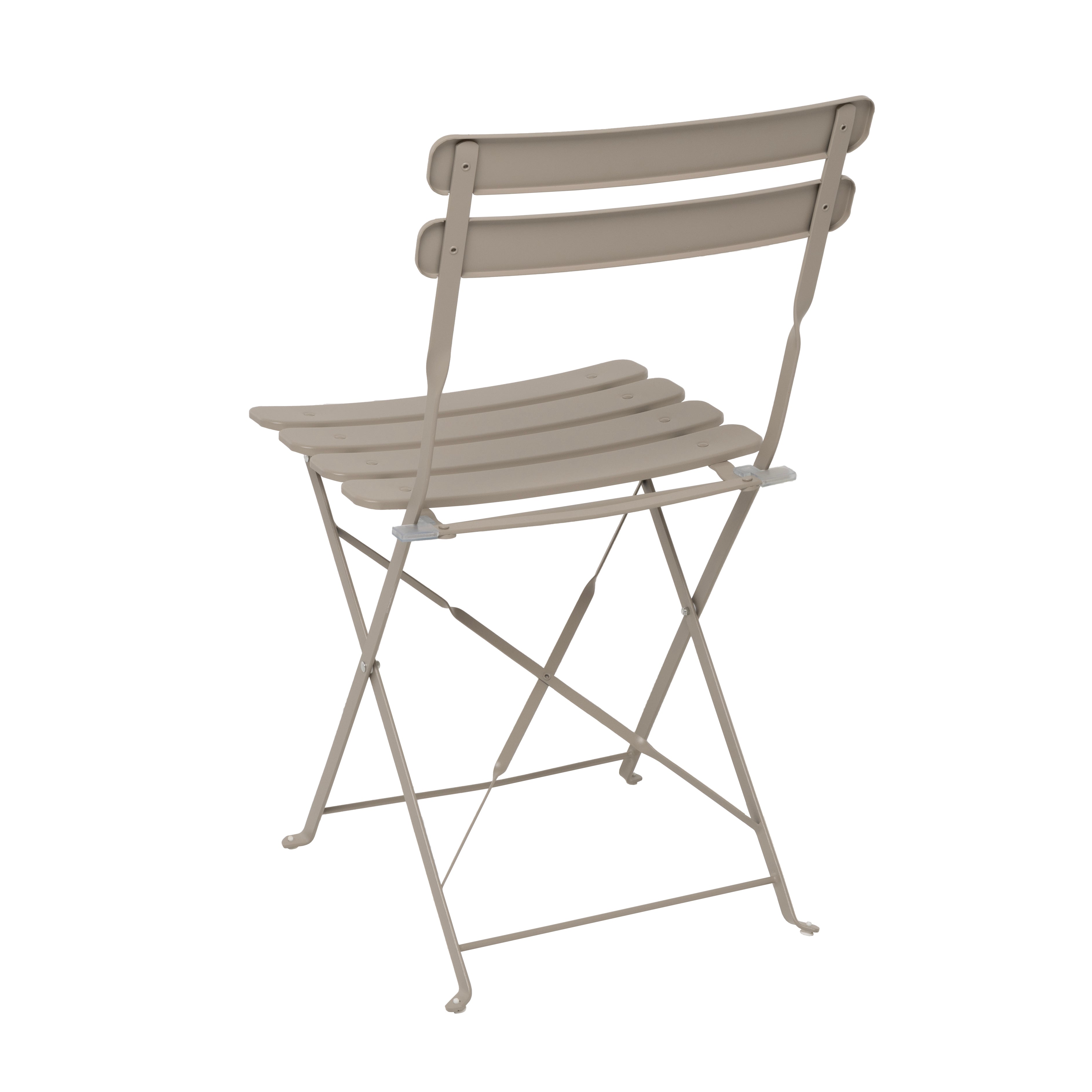 VESTIAMO CASA GIARDINO - Set giardino Bistrot tavolo 60x60 cm e 2 sedie pieghevoli in acciaio Tortora