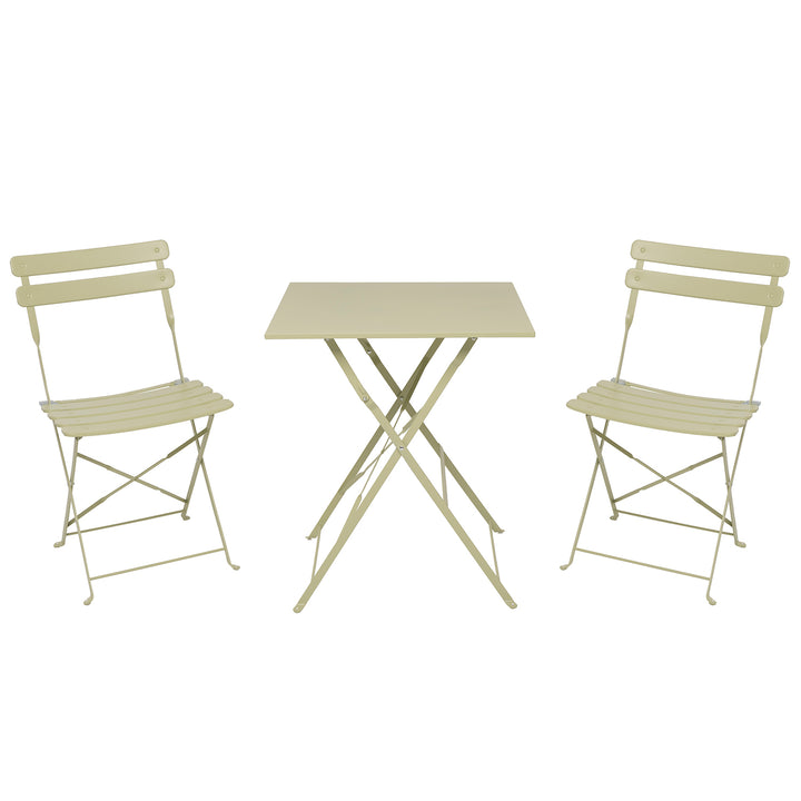 VESTIAMO CASA GIARDINO - Set giardino Bistrot tavolo 60x60 cm e 2 sedie pieghevoli in acciaio Verde