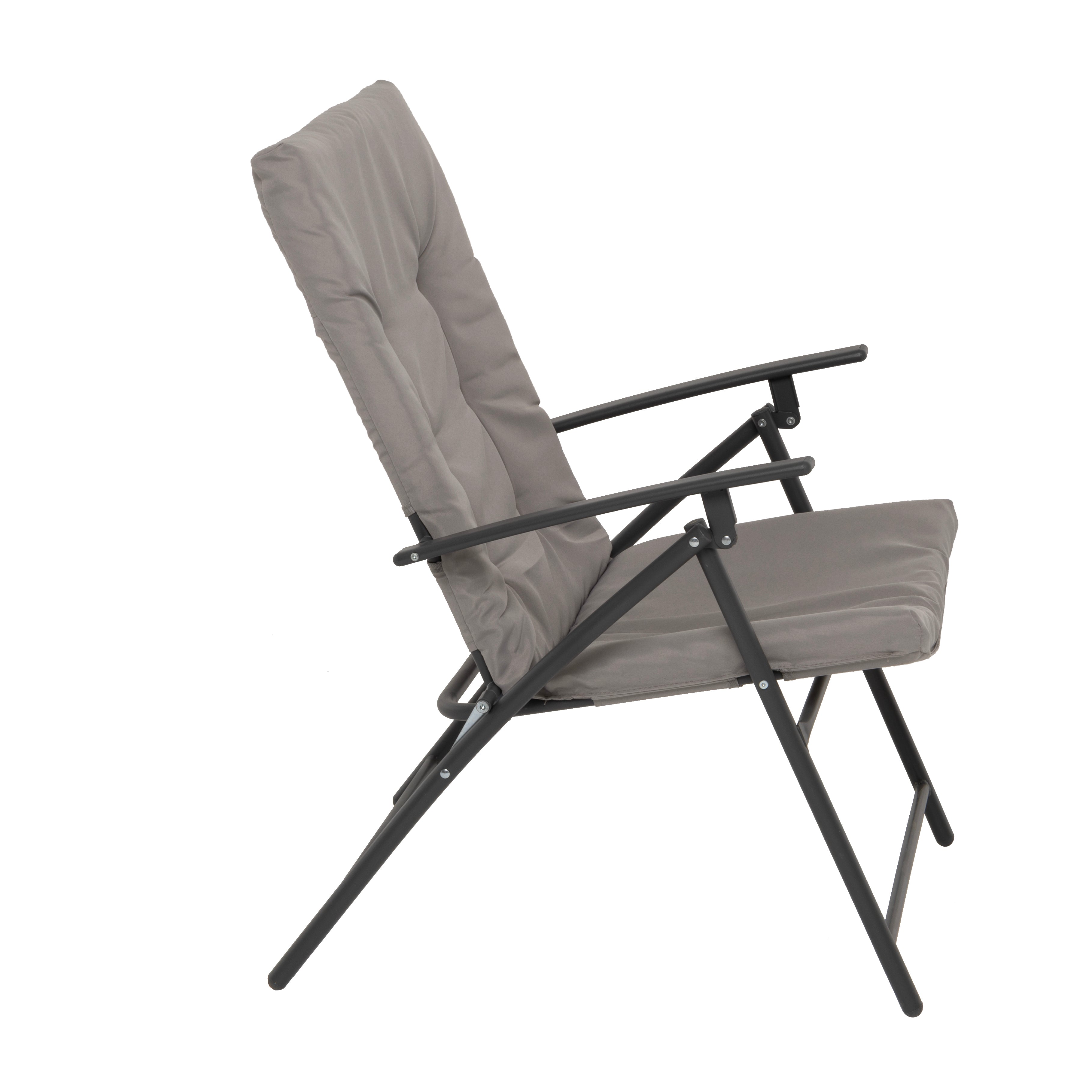 VESTIAMO CASA GIARDINO - Set da giardino 3 pezzi Tavolino con 2 Poltrone struttura in acciaio Antracite Richiudibili