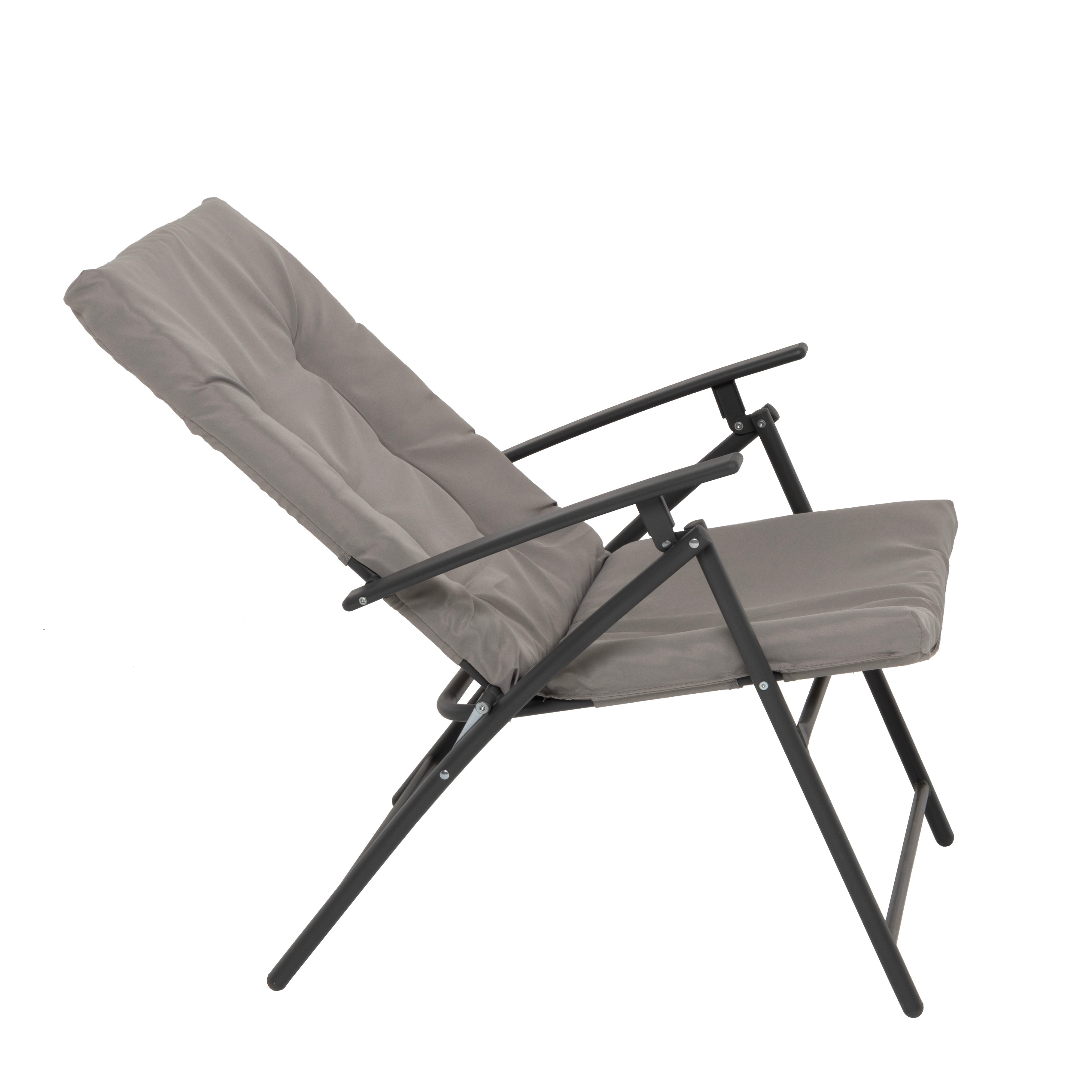 VESTIAMO CASA GIARDINO - Set da giardino 3 pezzi Tavolino con 2 Poltrone struttura in acciaio Antracite Richiudibili