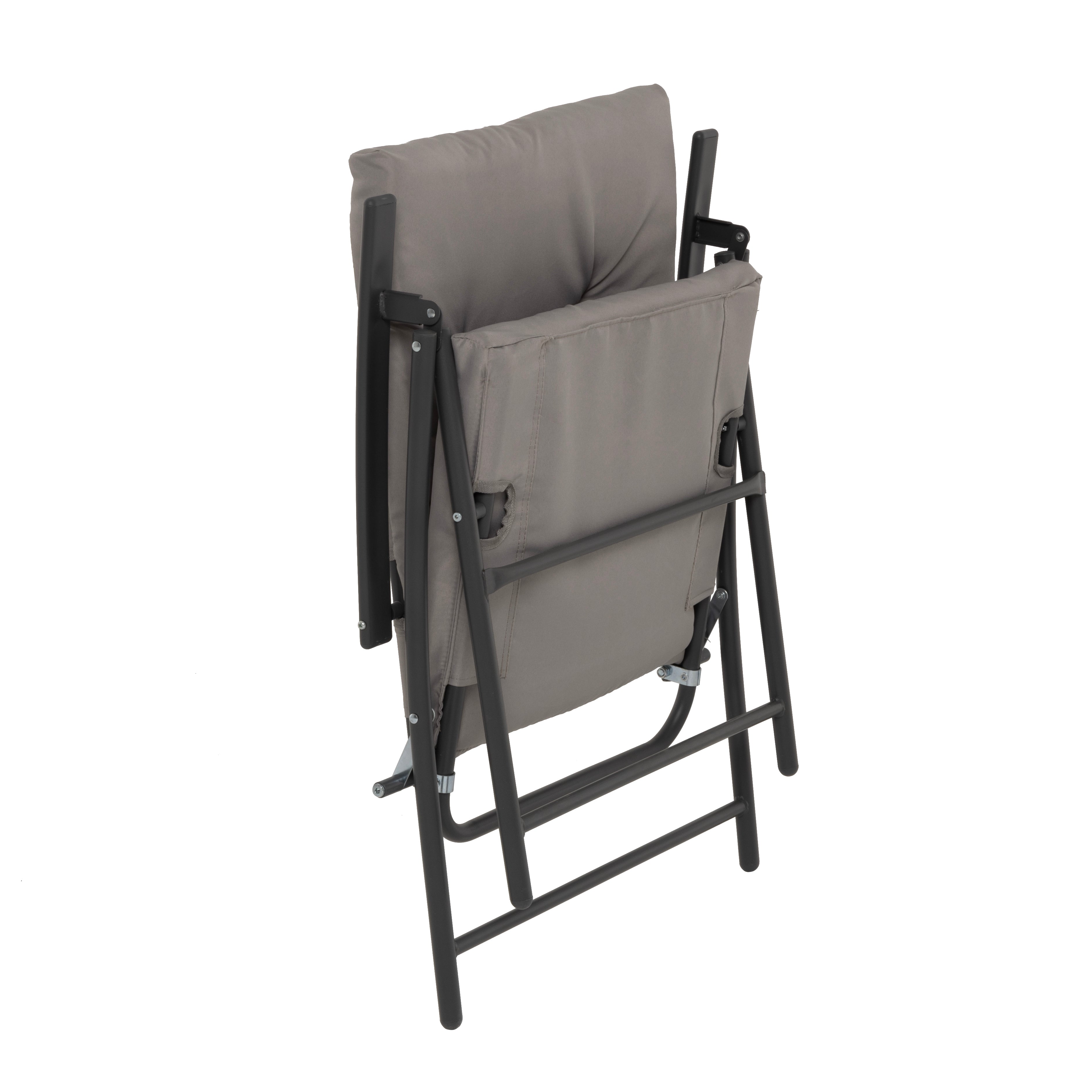 VESTIAMO CASA GIARDINO - Set da giardino 3 pezzi Tavolino con 2 Poltrone struttura in acciaio Antracite Richiudibili