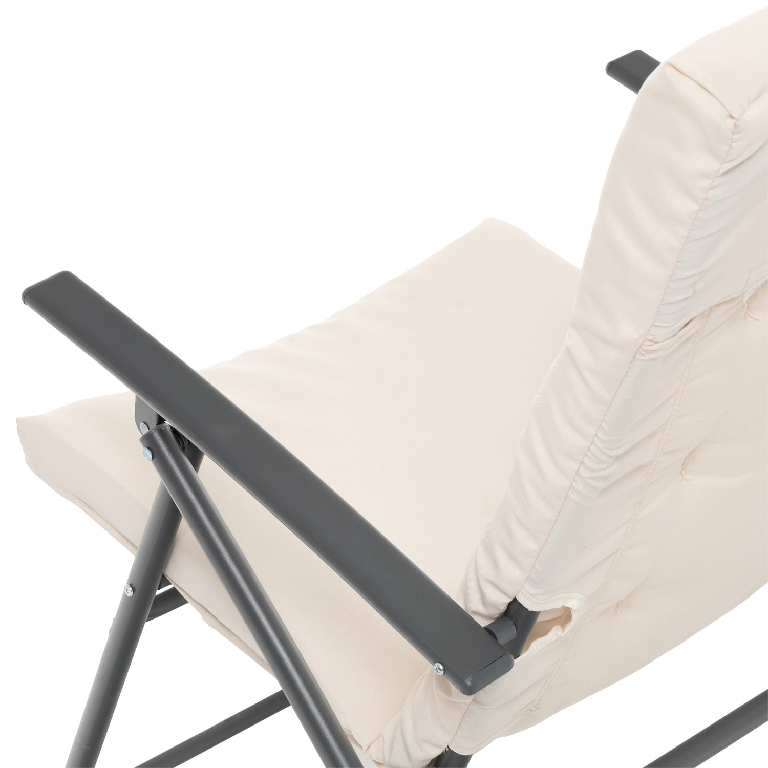 VESTIAMO CASA GIARDINO - Set giardino Tavolo 45x45 cm e 2 sedie in acciaio   Antracite Richiudibili con Cuscini Ècru