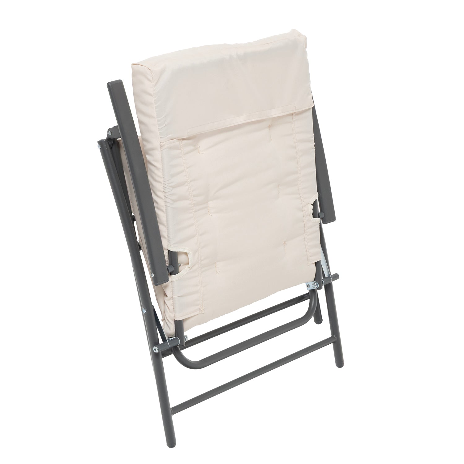VESTIAMO CASA GIARDINO - Set giardino Tavolo 45x45 cm e 2 sedie in acciaio   Antracite Richiudibili con Cuscini Ècru