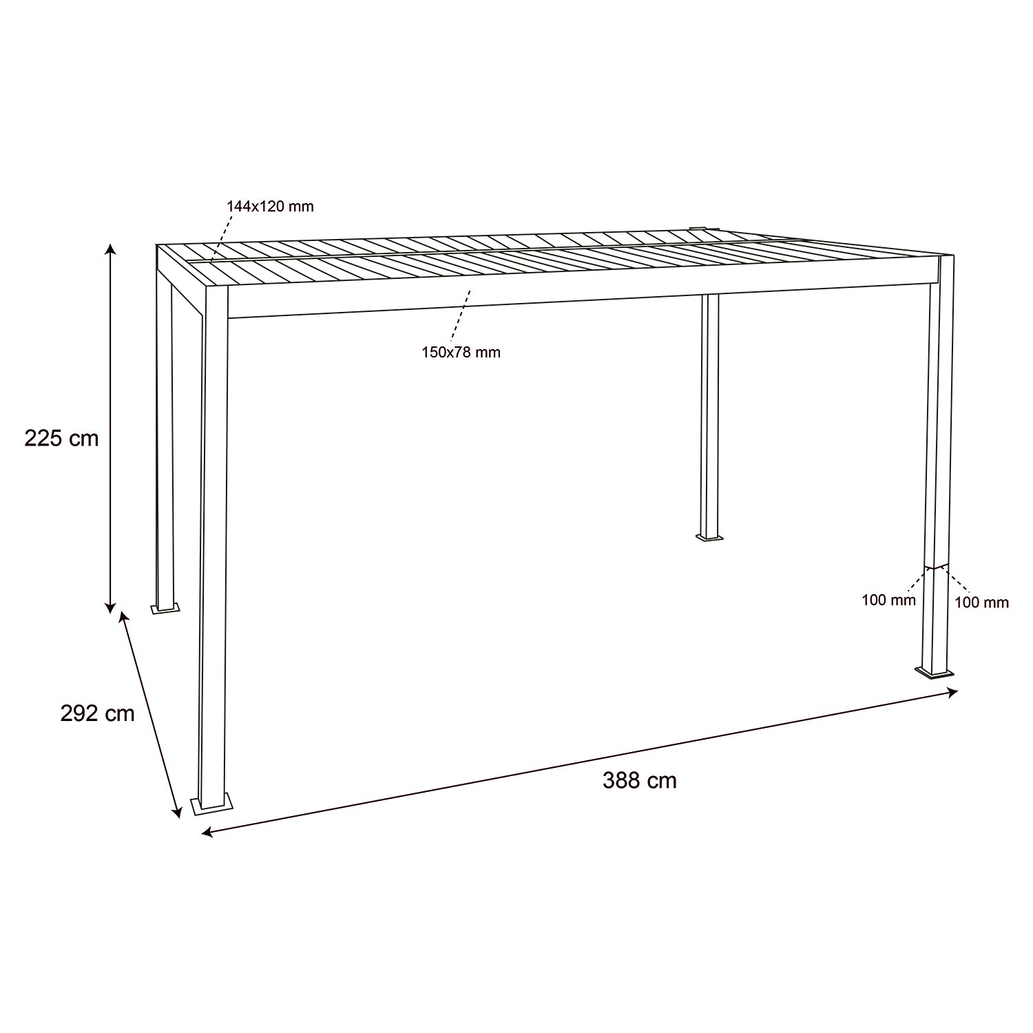 PERGOLA - Pergola Bioclimatica in Alluminio Grigio Scuro 3x4 metri