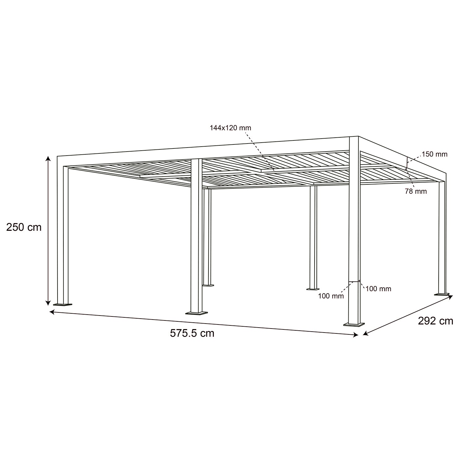 PERGOLA - Pergola Bioclimatica in Alluminio Grigio Scuro 3x6 metri