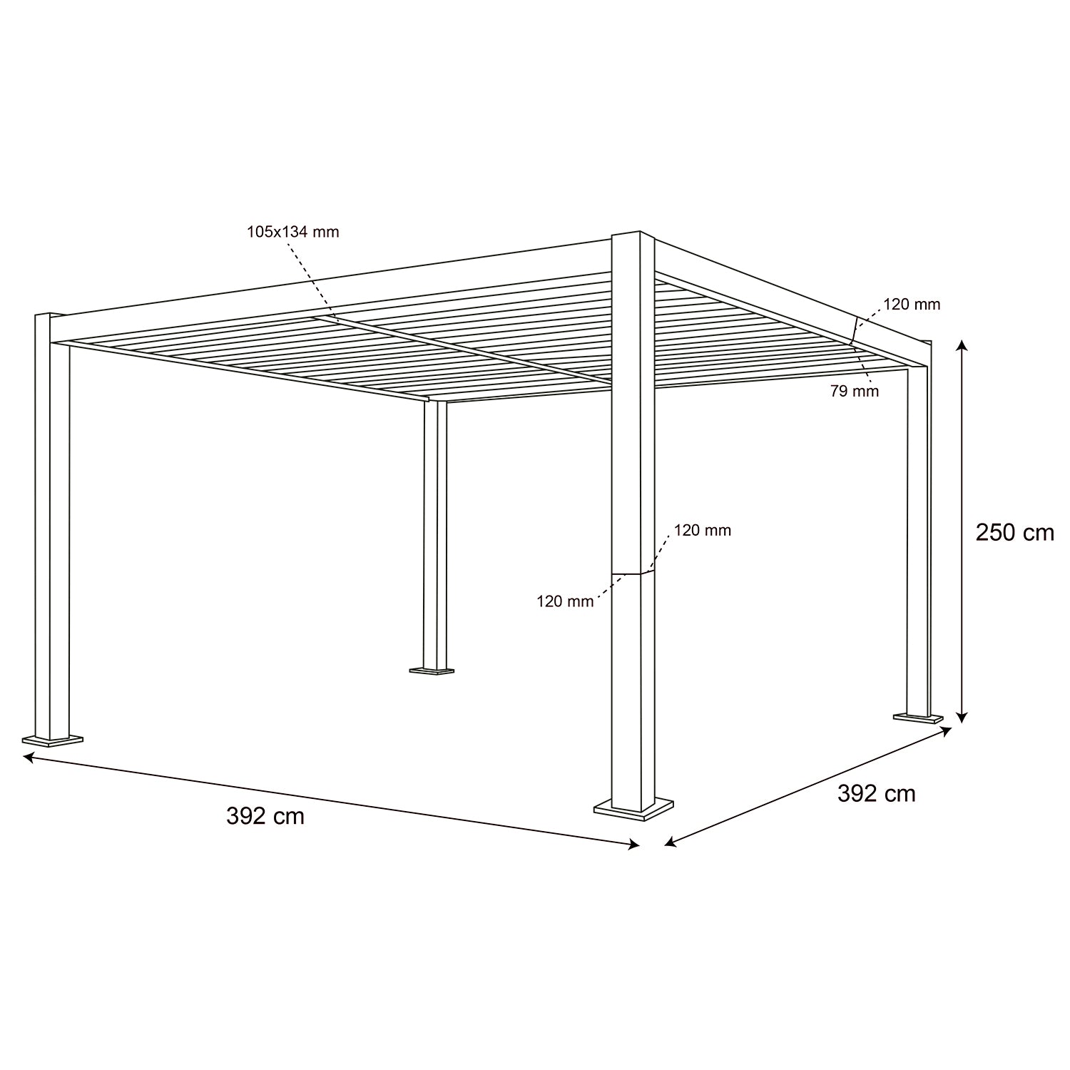 PERGOLA - Pergola Bioclimatica in Alluminio Bianca 4x4 metri