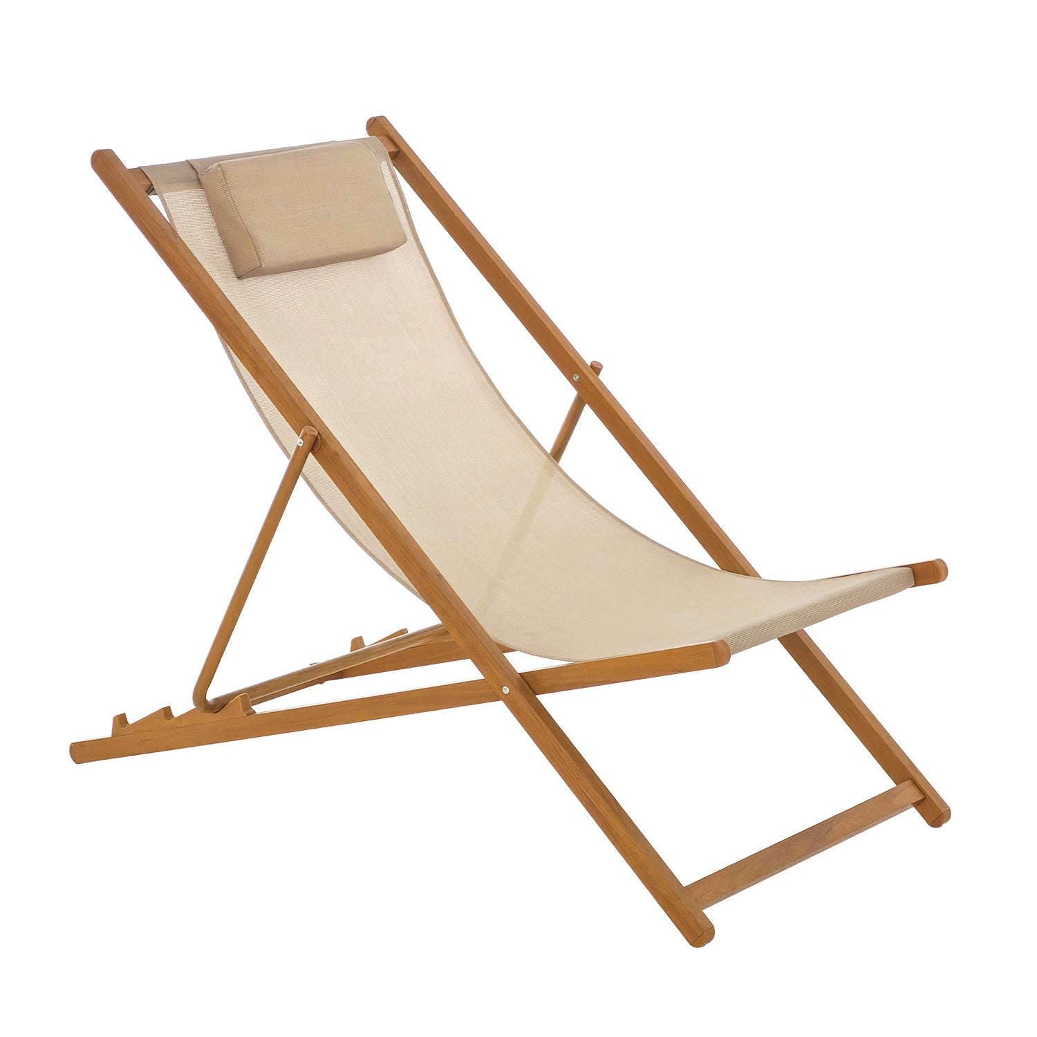 VESTIAMO CASA MARE - Spiaggina con Cuscino in Alluminio Effetto Legno con Tessuto Tortora h85x107x61,5 cm - Ideale per Spiaggia e Campeggio