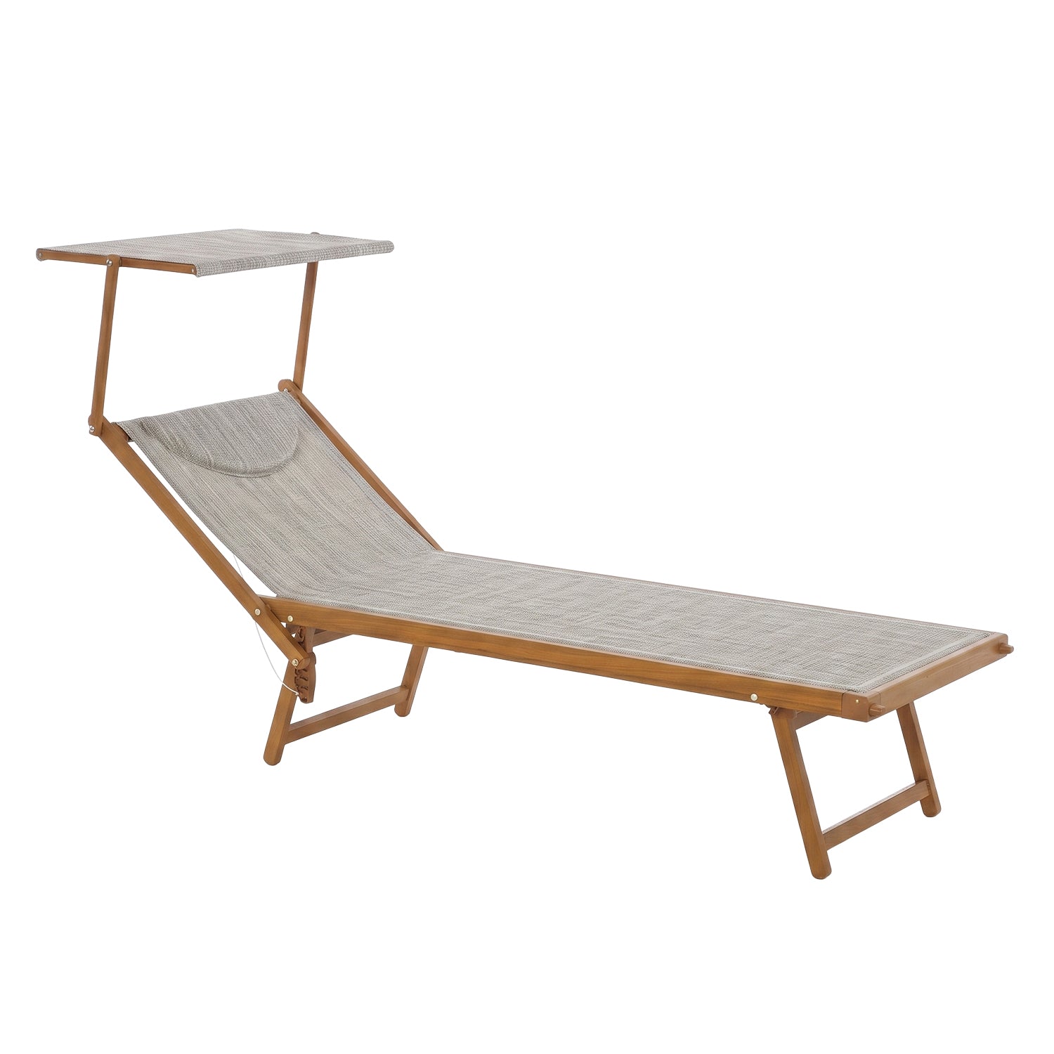 VESTIAMO CASA MARE - Lettino con Parasole Regolabile in Alluminio Effetto Legno con Tessuto Grigio Tortora - h36x189x58 cm