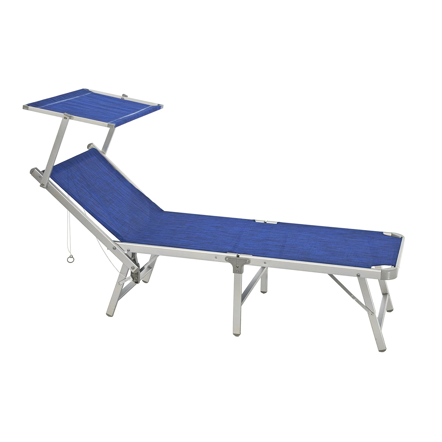 VESTIAMO CASA MARE - Lettino con Parasole Pieghevole Blu h39,5x180x62 cm - Ideale per Spiaggia e Campeggio