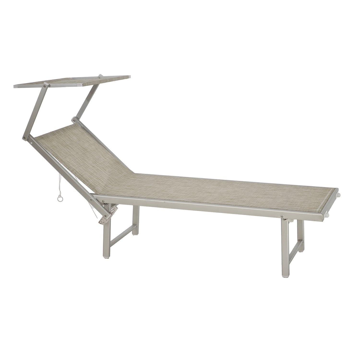VESTIAMO CASA MARE - Lettino con Parasole Pieghevole Grigio h38x189x60 cm - Ideale per Spiaggia e Campeggio