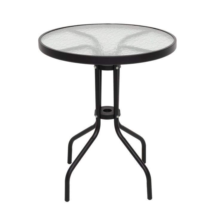 VESTIAMO CASA GIARDINO - Tavolo da giardino Tondo nero con top in vetro - h70 cm diametro 60 cm
