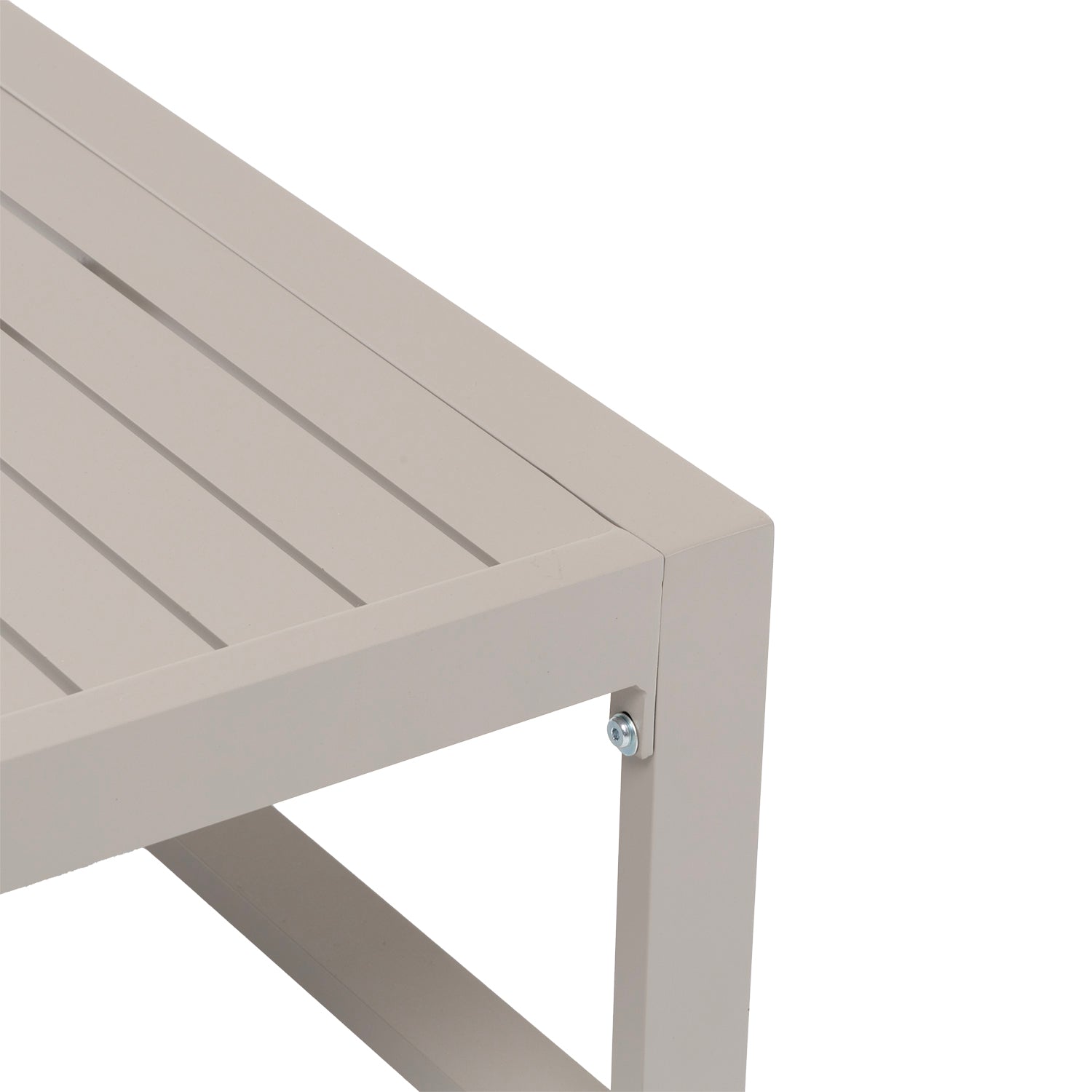 VESTIAMO CASA GIARDINO - Set da giardino 4 pezzi struttura in alluminio Sabbia e braccioli in Polywood con cuscini Beige - Formato da 1 divano, 2 poltrone e 1 tavolino