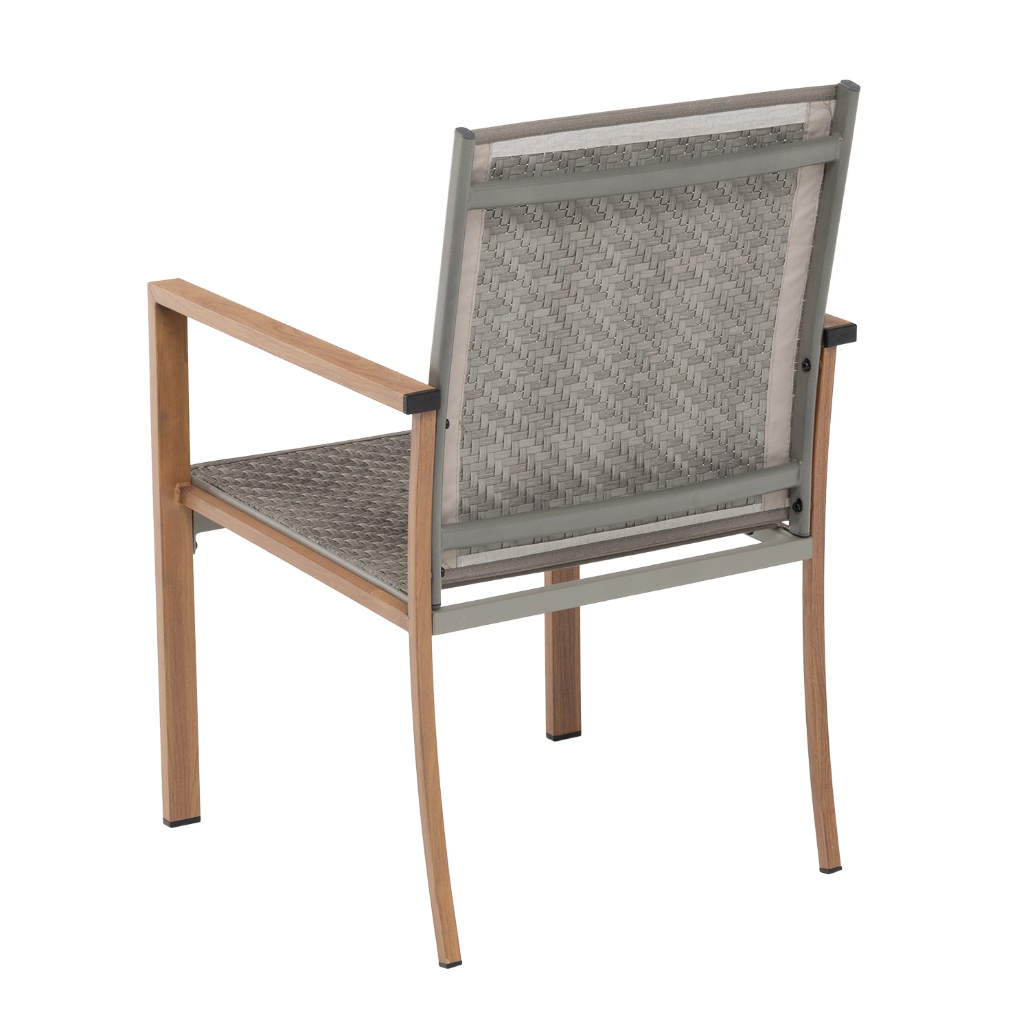 VESTIAMO CASA GIARDINO - Set da giardino 7 pezzi Tavolo con 6 Sedie struttura in Acciaio Effetto Legno e Top in Polywood