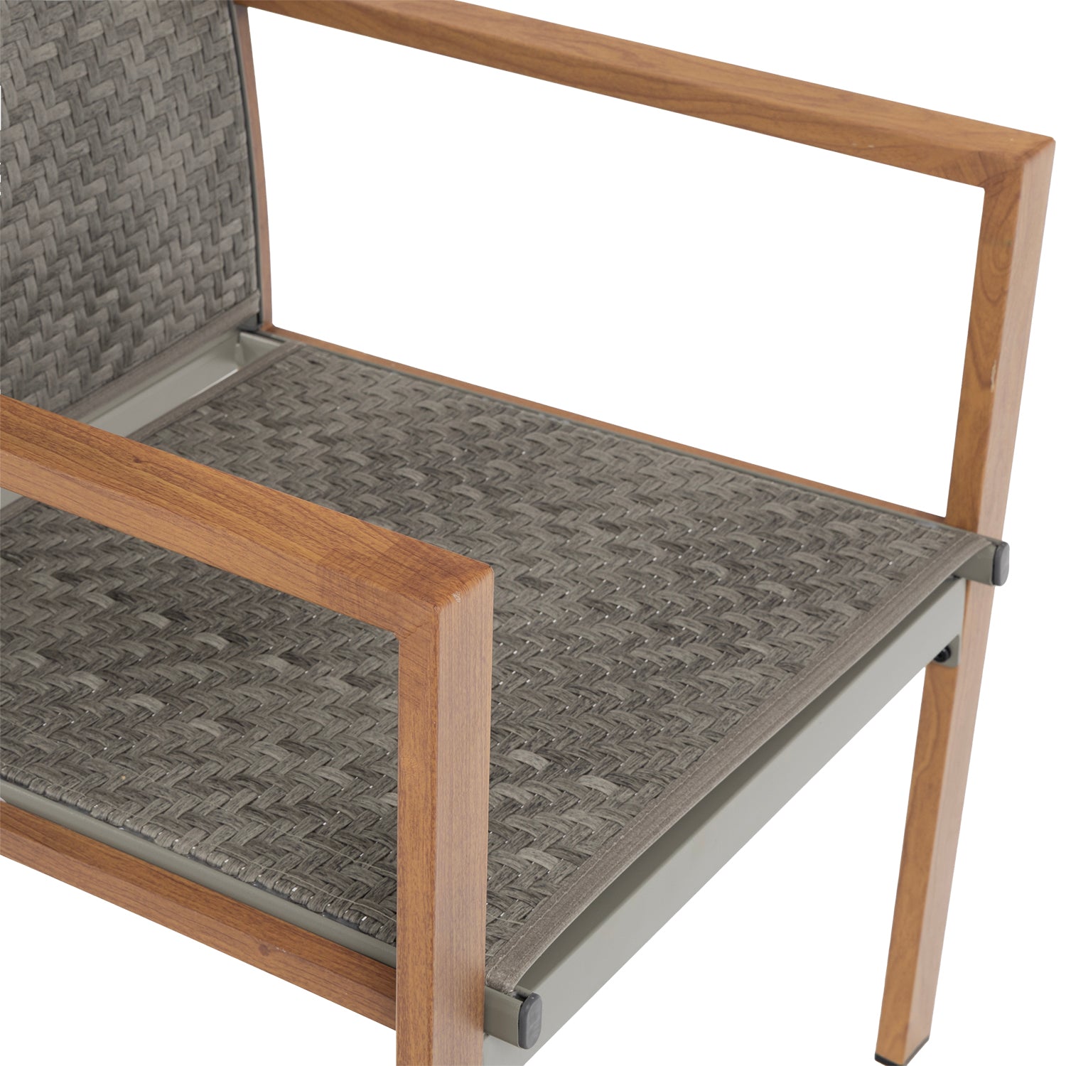 VESTIAMO CASA GIARDINO - Set da giardino 7 pezzi Tavolo con 6 Sedie struttura in Acciaio Effetto Legno e Top in Polywood