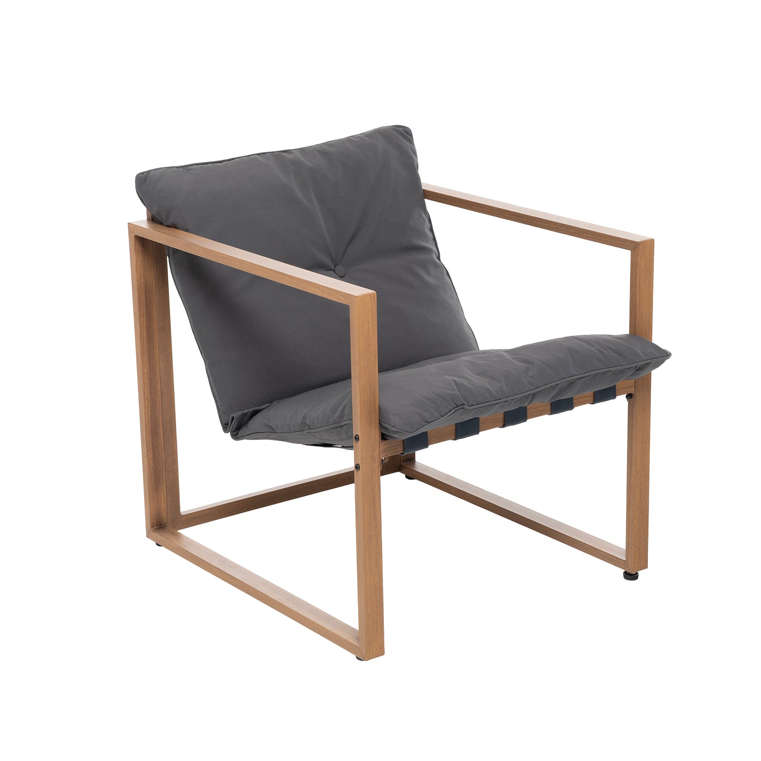 VESTIAMO CASA GIARDINO - Set da giardino 4 pezzi Struttura in Metallo Effetto Legno,Top in Vetro e Cuscini Antracite inclusi