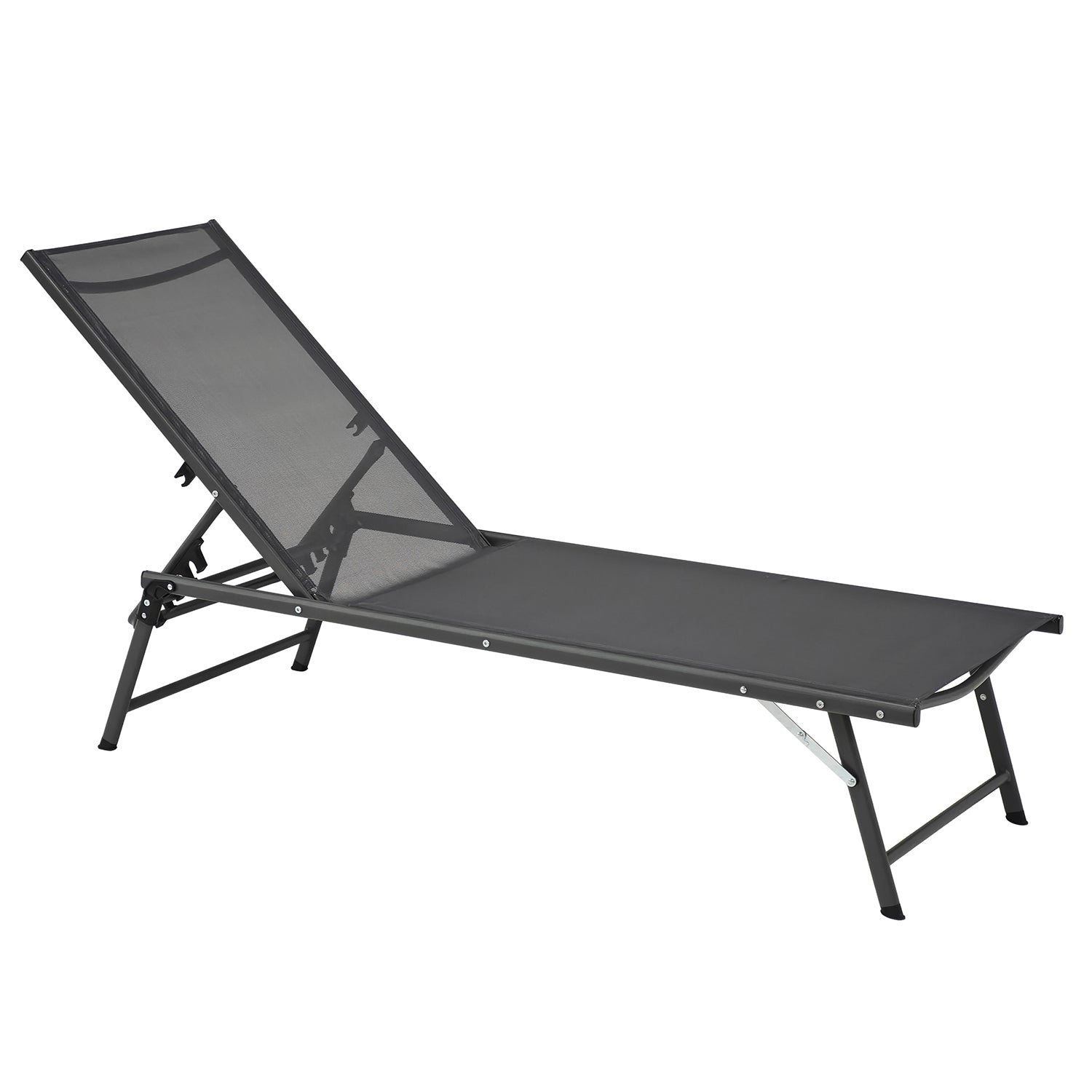 VESTIAMO CASA GIARDINO - Lettino Sdraio in Acciaio e Tessuto Antracite  Schienale Regolabile h33x180x53 cm - Ideale per Spiaggia e Campeggio