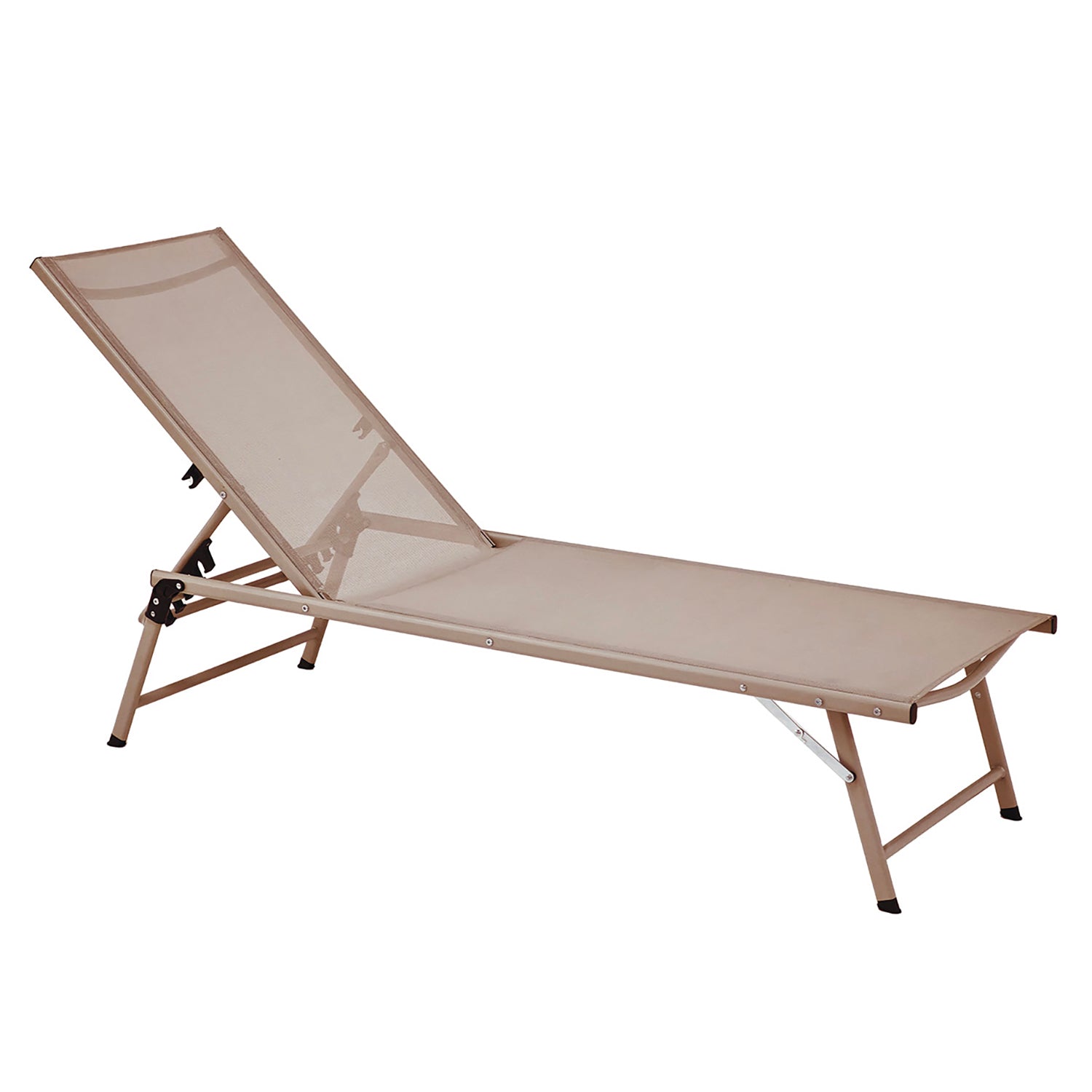 VESTIAMO CASA GIARDINO - Lettino Sdraio in Acciaio e Tessuto Tortora  Schienale Regolabile h33x180x53 cm - Ideale per Spiaggia e Campeggio