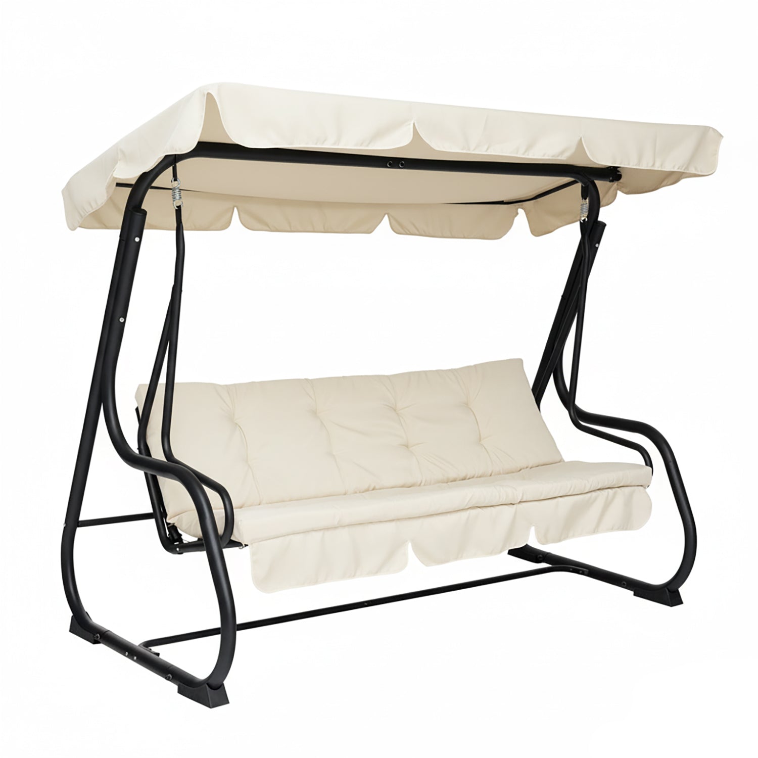 VESTIAMO CASA GIARDINO - Dondolo Reclinabile 3 Posti Ècru con Struttura in Acciaio Antracite - h165x232x125 cm