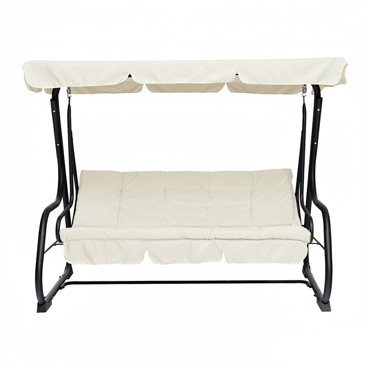 VESTIAMO CASA GIARDINO - Dondolo Reclinabile 3 Posti Ècru con Struttura in Acciaio Antracite - h165x232x125 cm