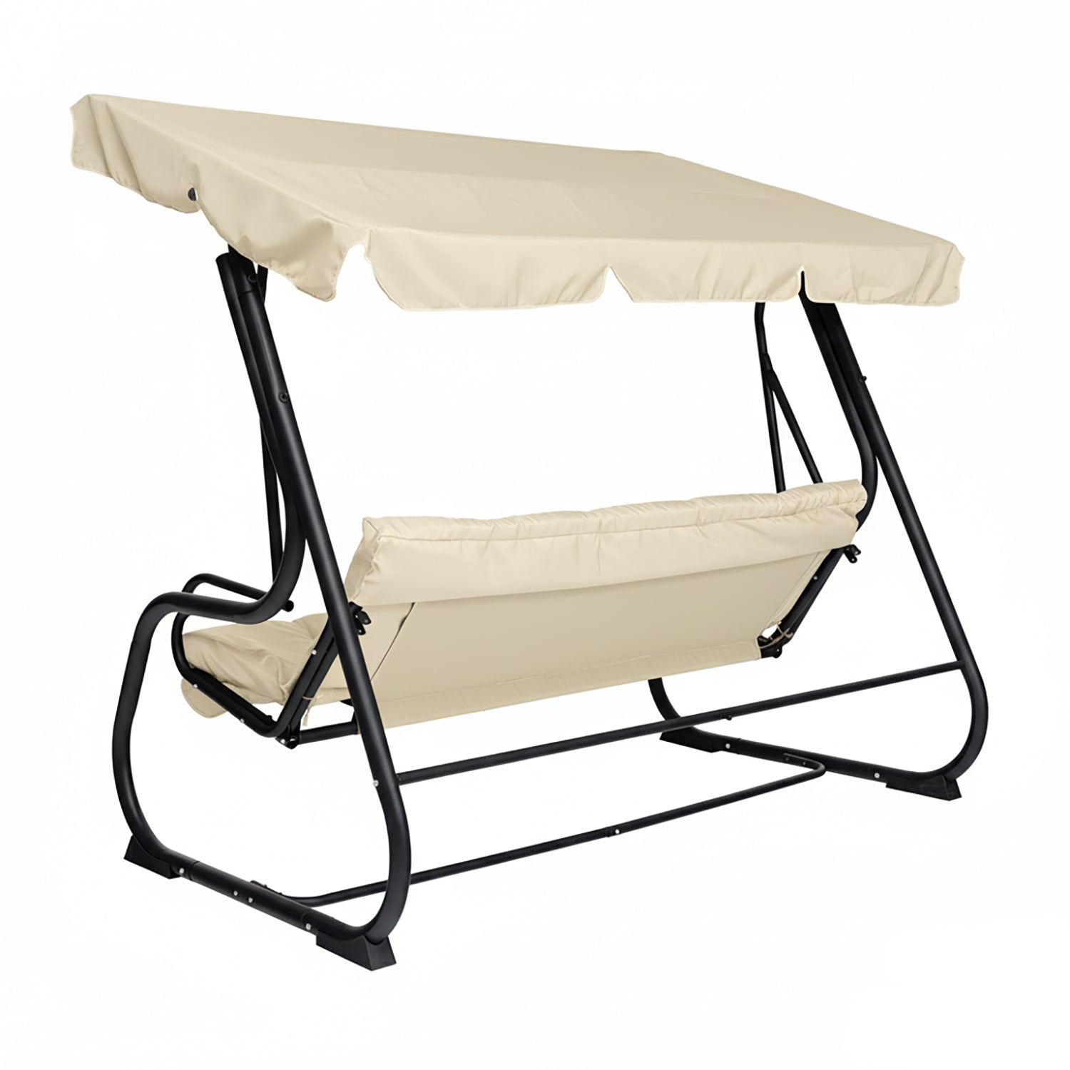 VESTIAMO CASA GIARDINO - Dondolo Reclinabile 3 Posti Ècru con Struttura in Acciaio Antracite - h165x232x125 cm