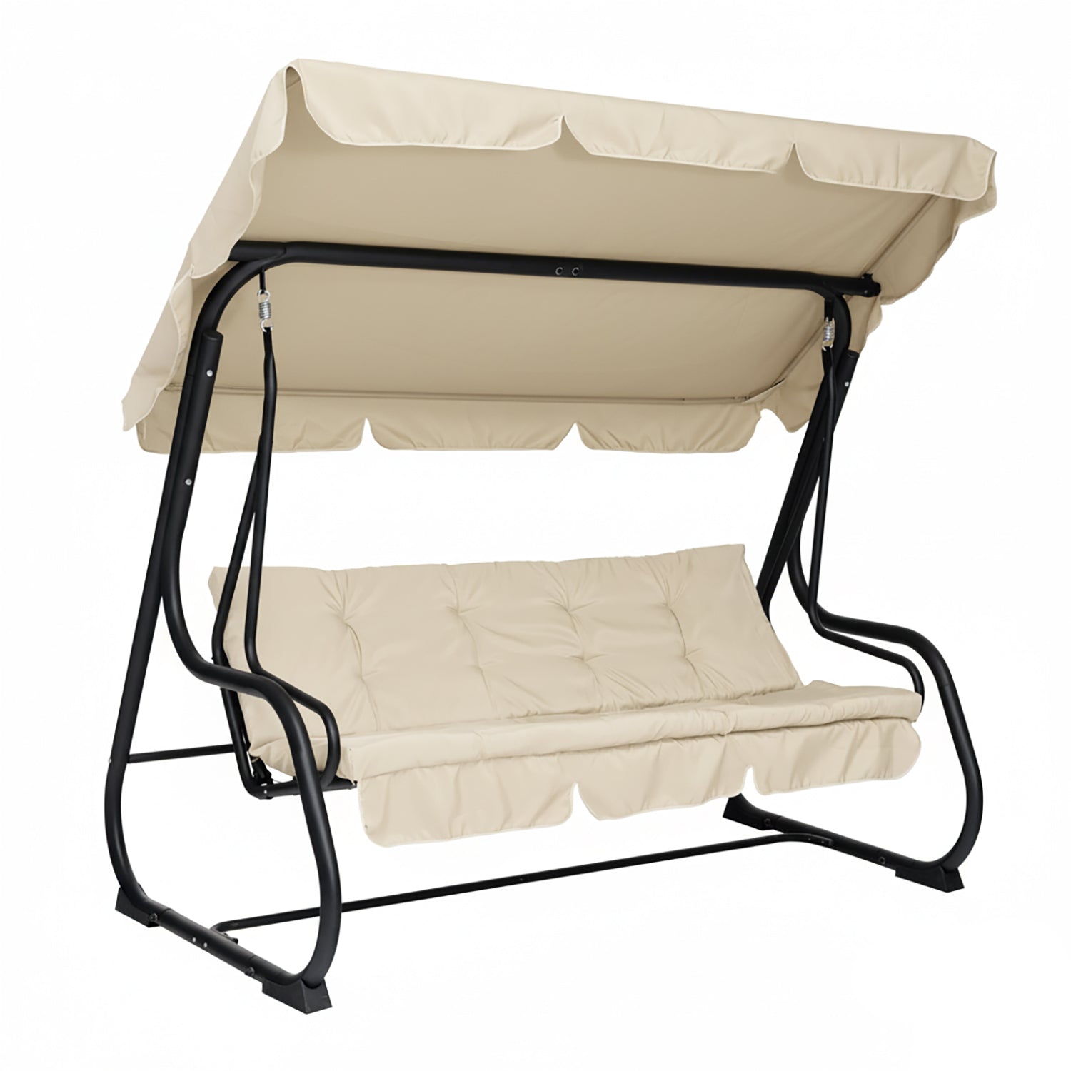 VESTIAMO CASA GIARDINO - Dondolo Reclinabile 3 Posti Ècru con Struttura in Acciaio Antracite - h165x232x125 cm