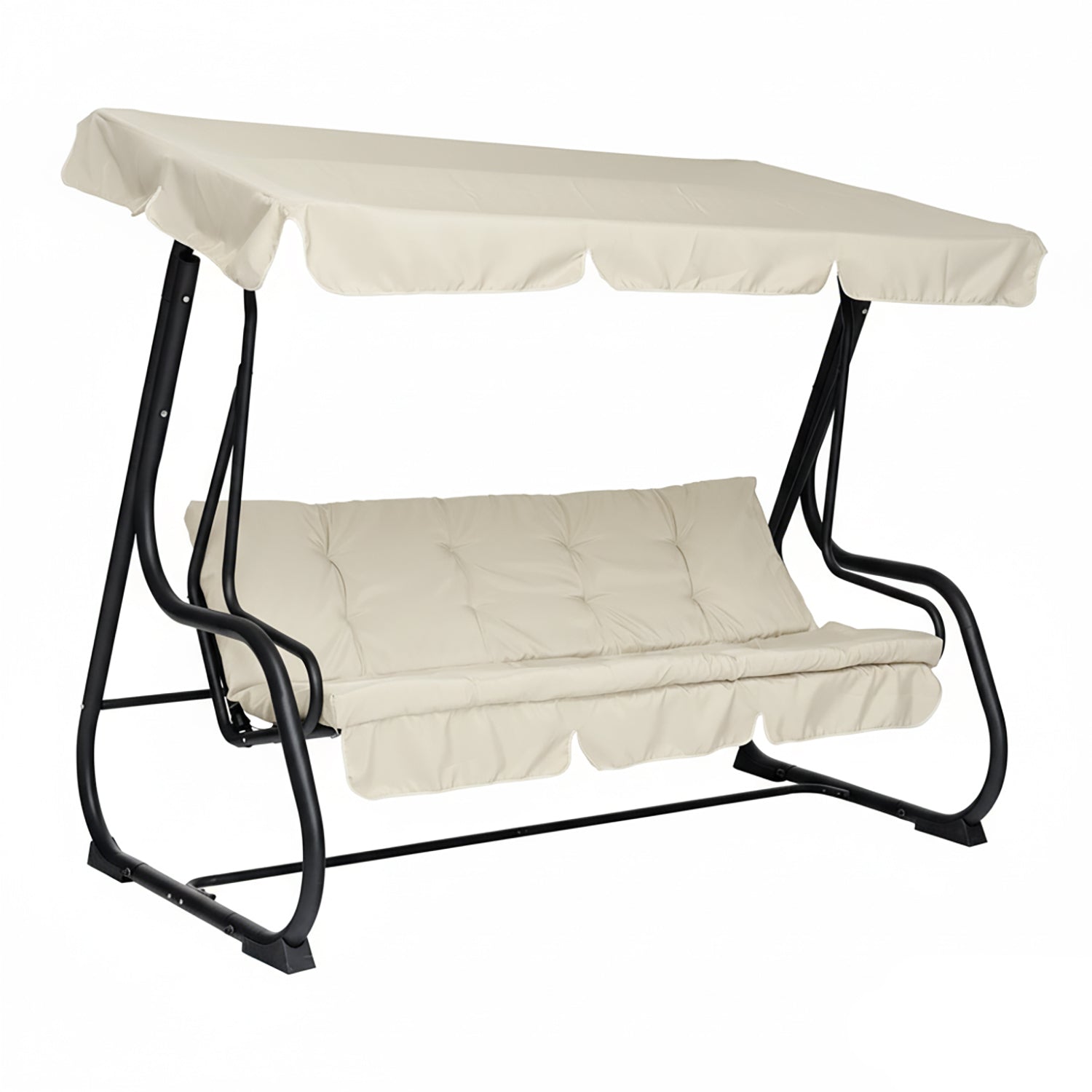 VESTIAMO CASA GIARDINO - Dondolo Reclinabile 3 Posti Ècru con Struttura in Acciaio Antracite - h165x232x125 cm