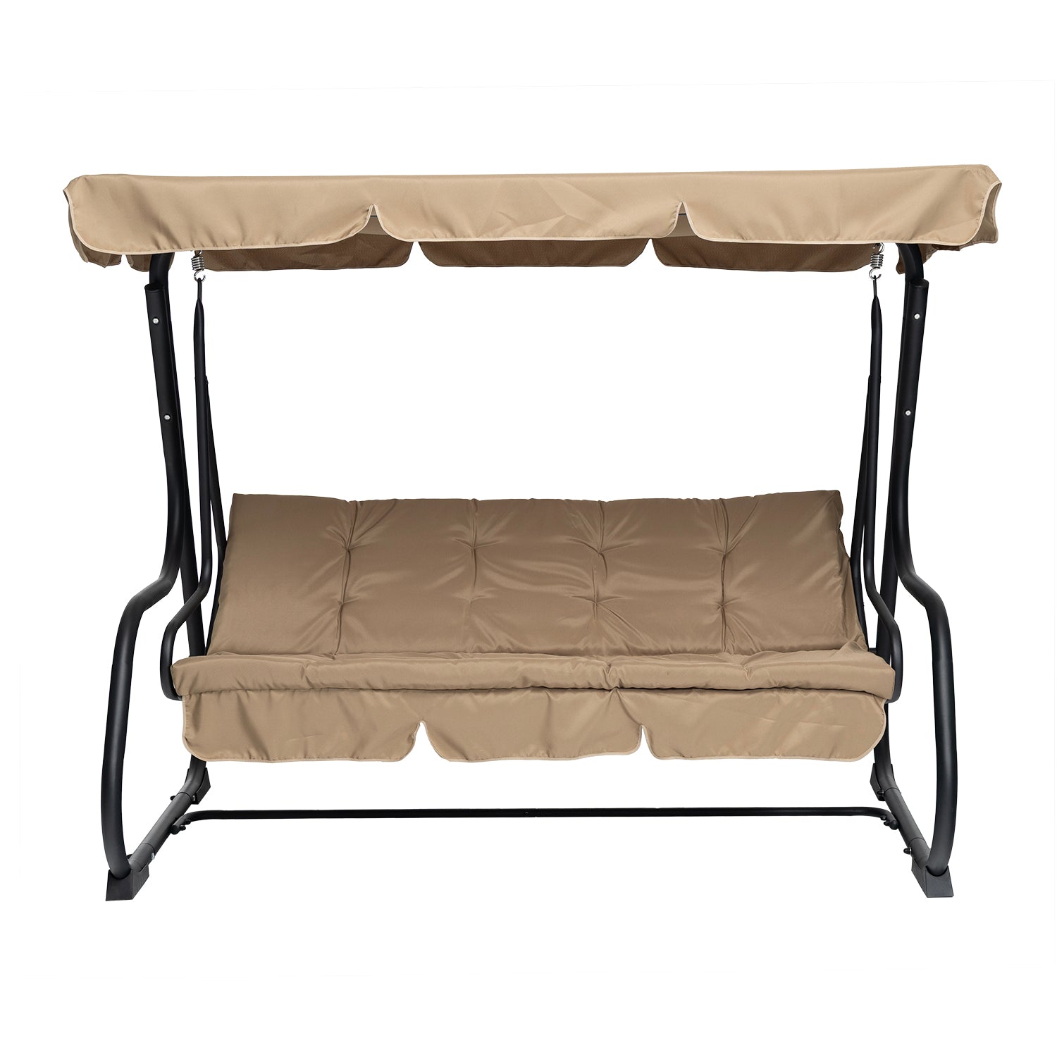 VESTIAMO CASA GIARDINO - Dondolo Reclinabile 3 Posti Camel con Struttura in Acciaio Antracite - h165x232x125 cm