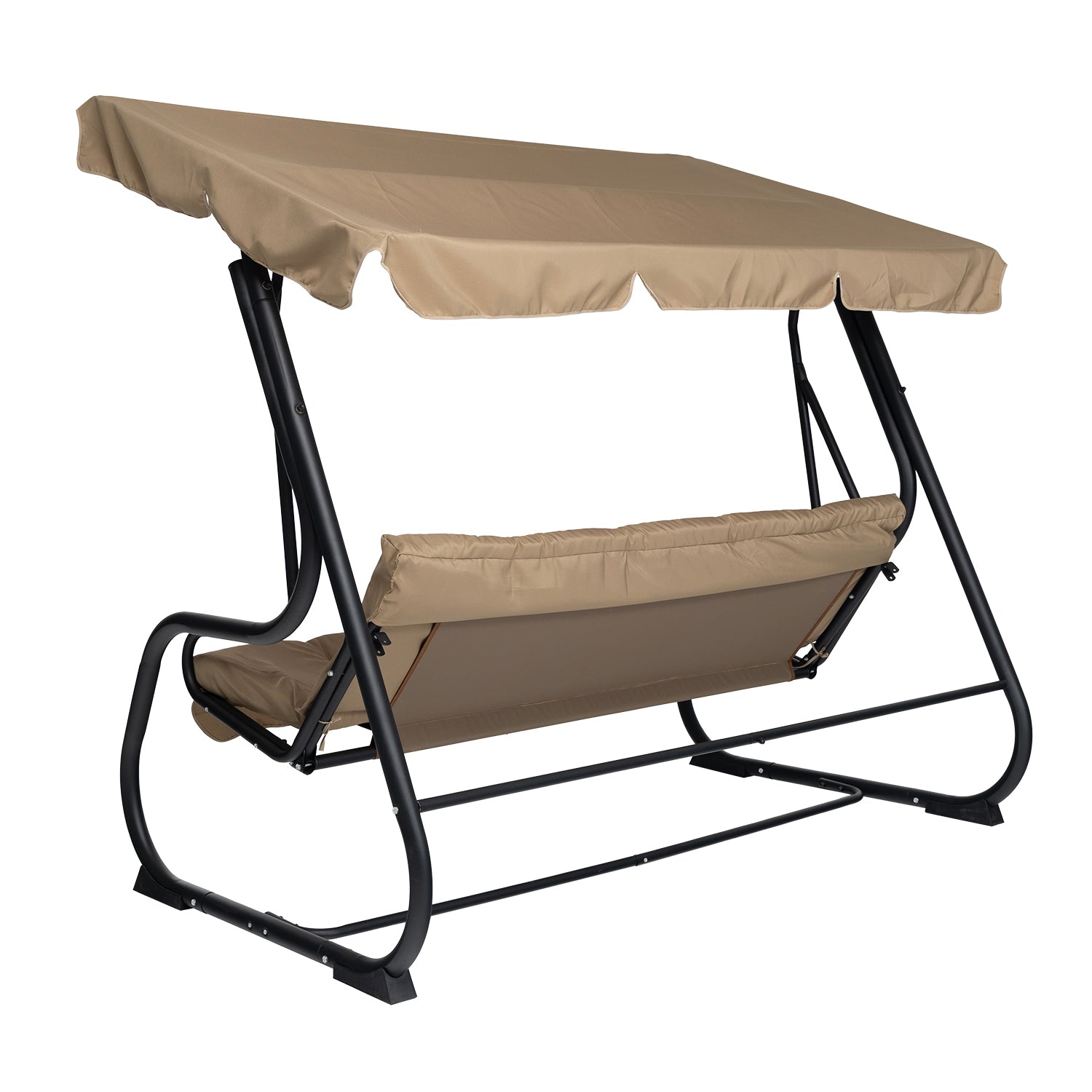 VESTIAMO CASA GIARDINO - Dondolo Reclinabile 3 Posti Camel con Struttura in Acciaio Antracite - h165x232x125 cm