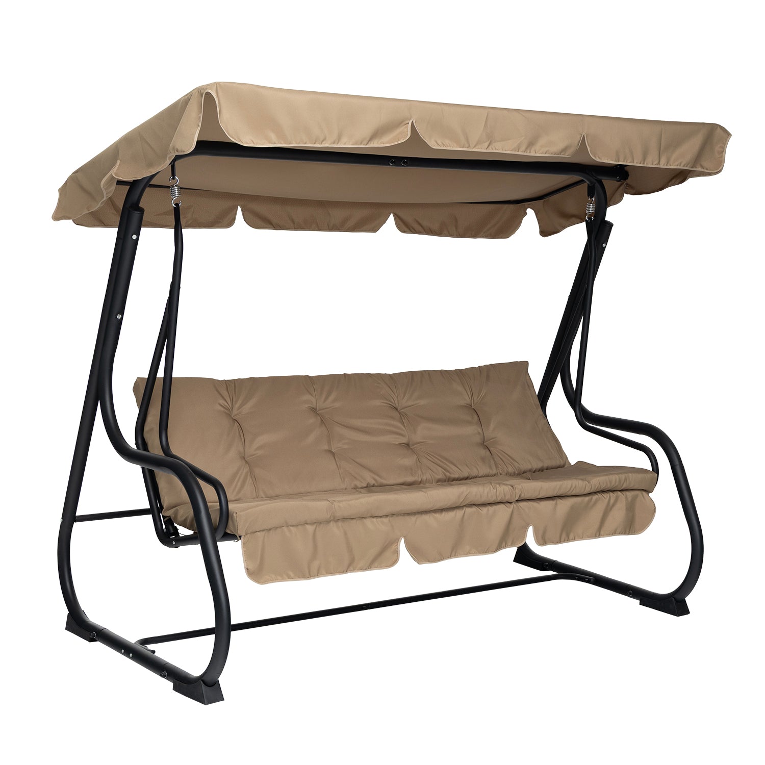 VESTIAMO CASA GIARDINO - Dondolo Reclinabile 3 Posti Camel con Struttura in Acciaio Antracite - h165x232x125 cm